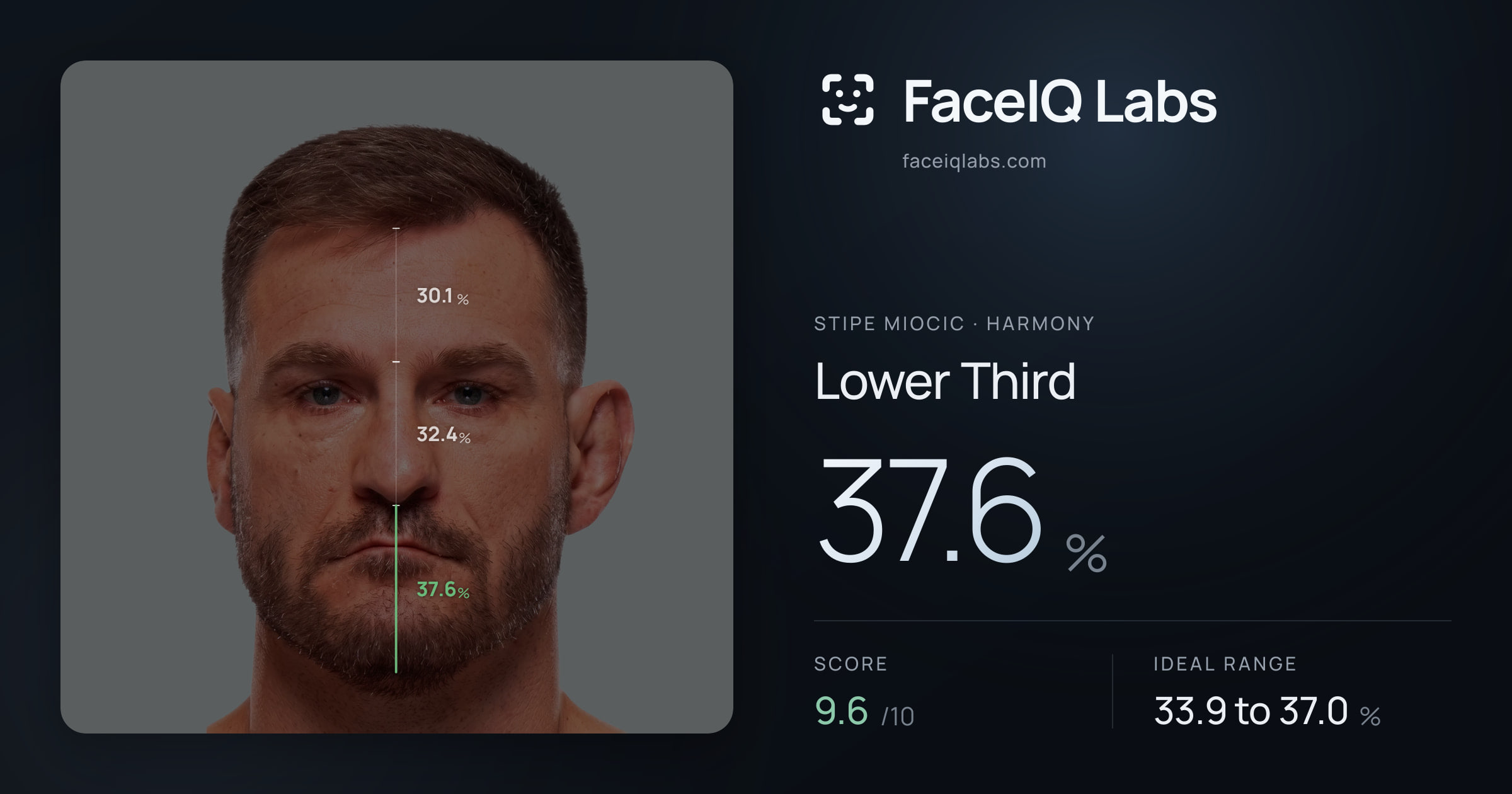 Stipe Miocic Lower Third: 37.6%, drawn on the photo
