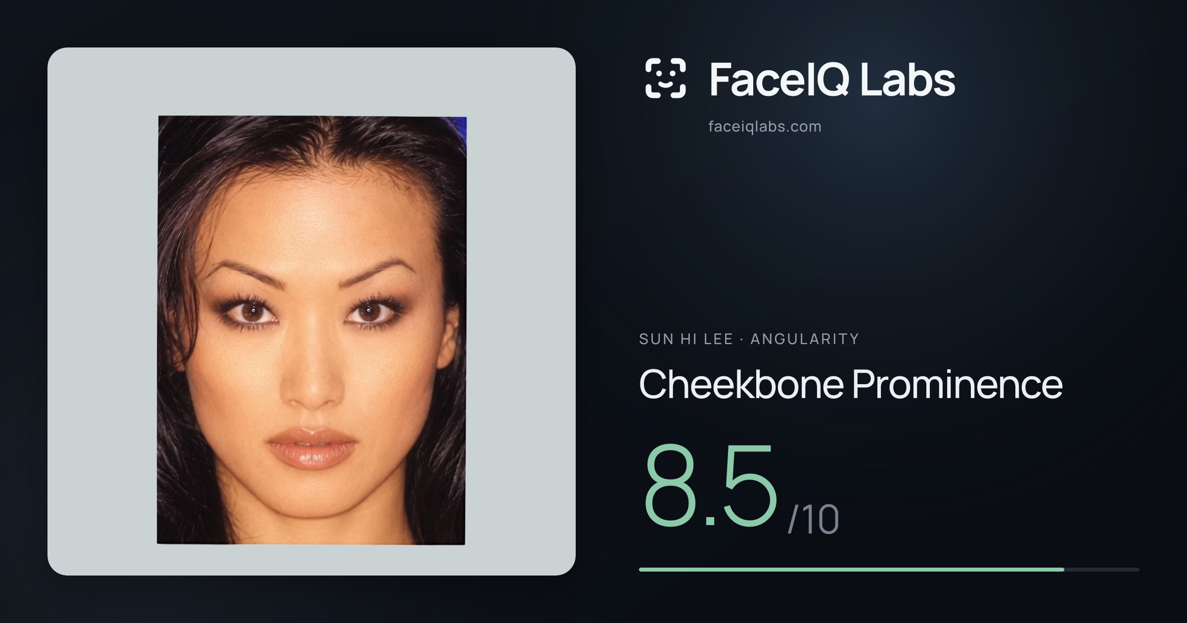 Sun Hi Lee Cheekbone Prominence: 8.5/10, drawn on the photo