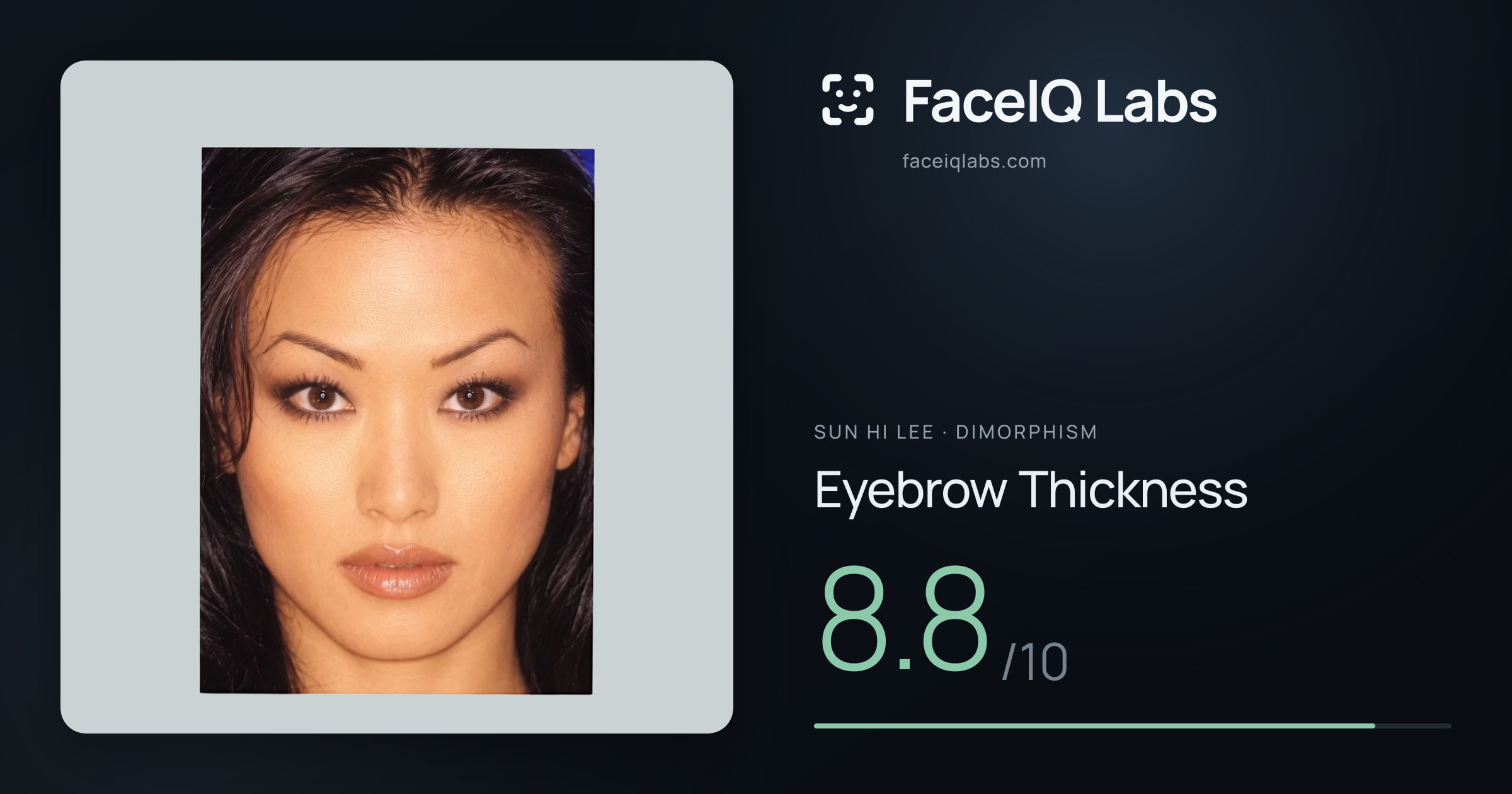 Sun Hi Lee Eyebrow Thickness: 8.8/10, drawn on the photo