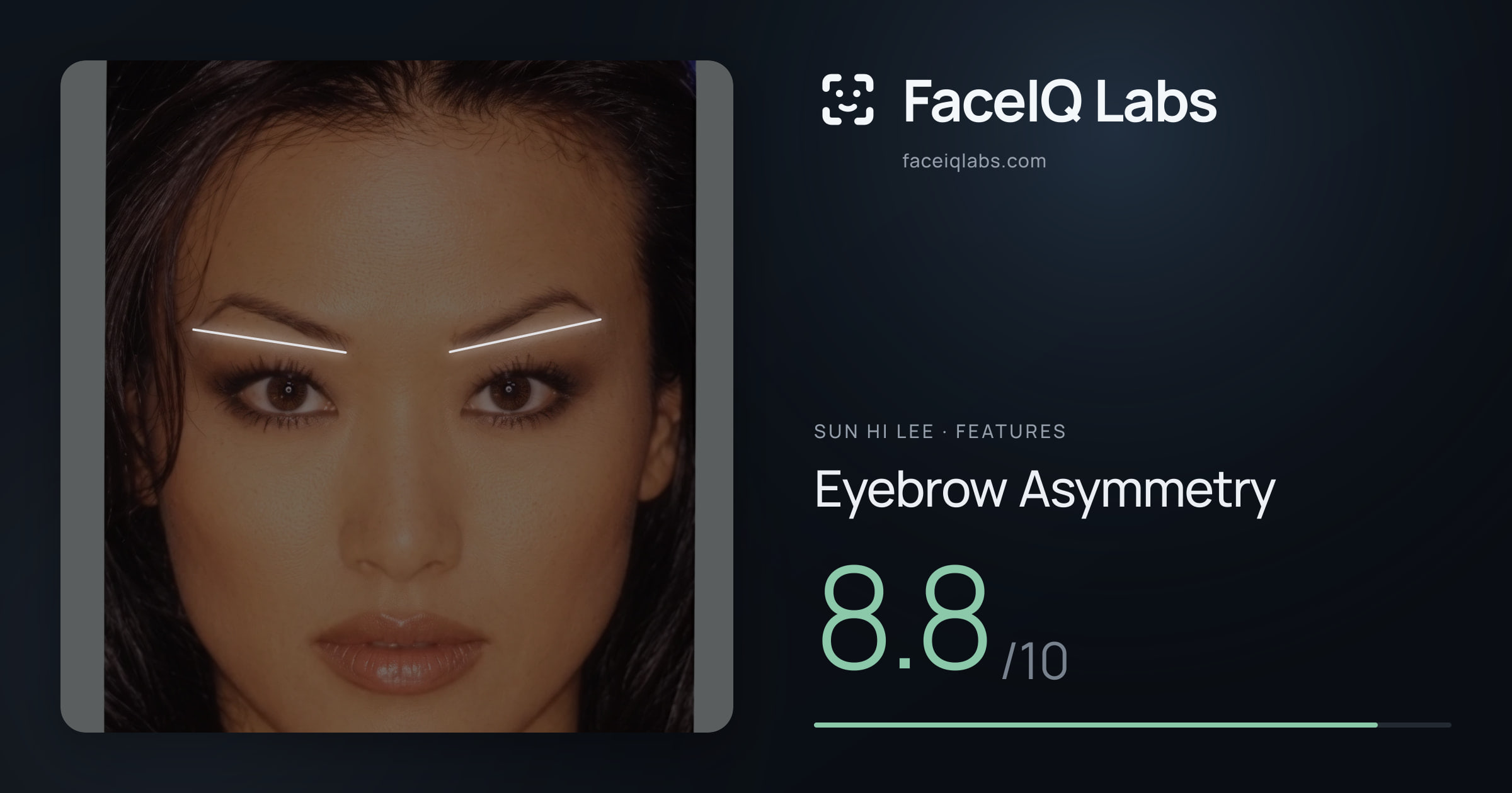 Sun Hi Lee Eyebrow Asymmetry: 8.8/10, drawn on the photo