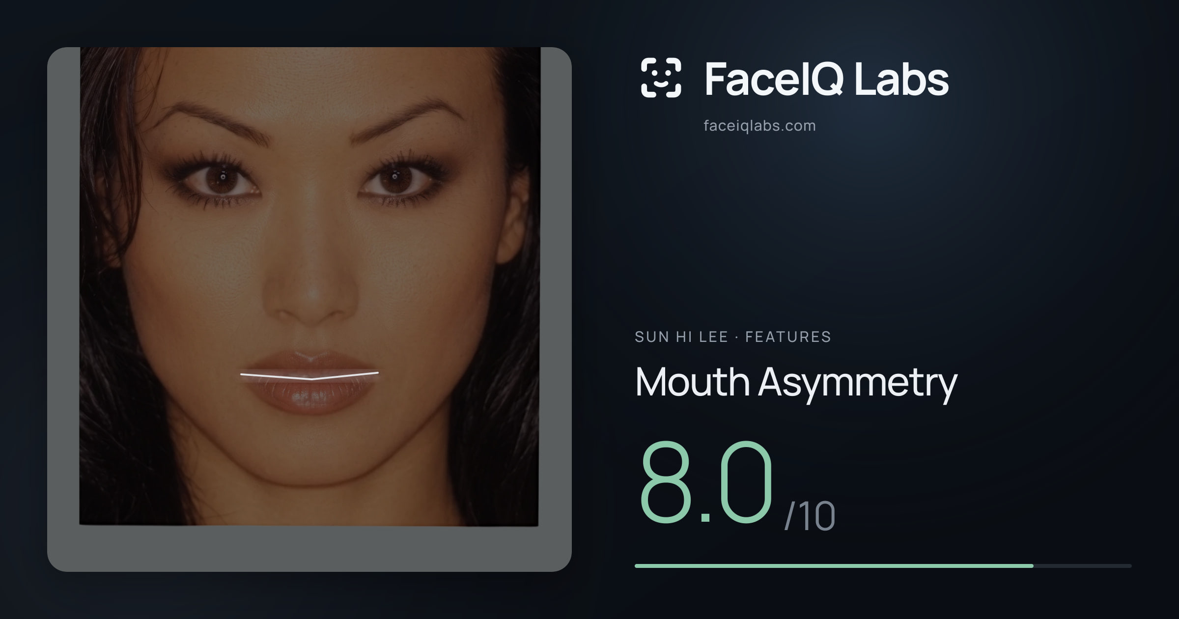 Sun Hi Lee Mouth Asymmetry: 8.0/10, drawn on the photo