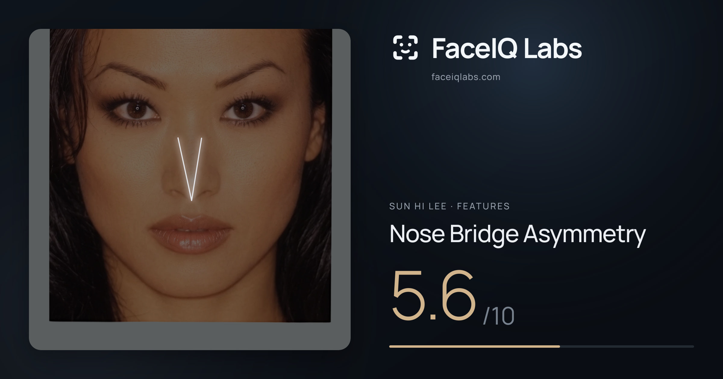 Sun Hi Lee Nose Bridge Asymmetry: 5.6/10, drawn on the photo