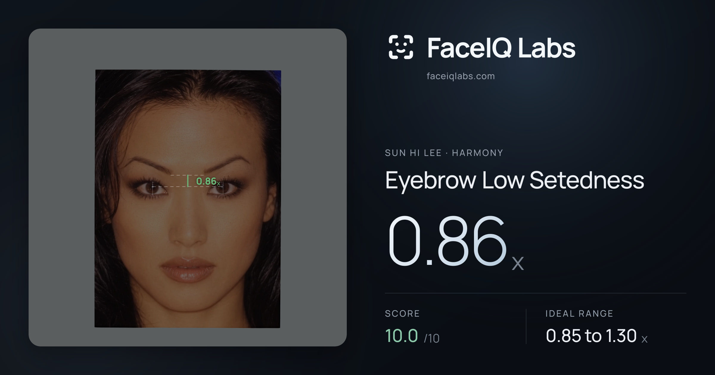 Sun Hi Lee Eyebrow Low Setedness: 0.86x, drawn on the photo