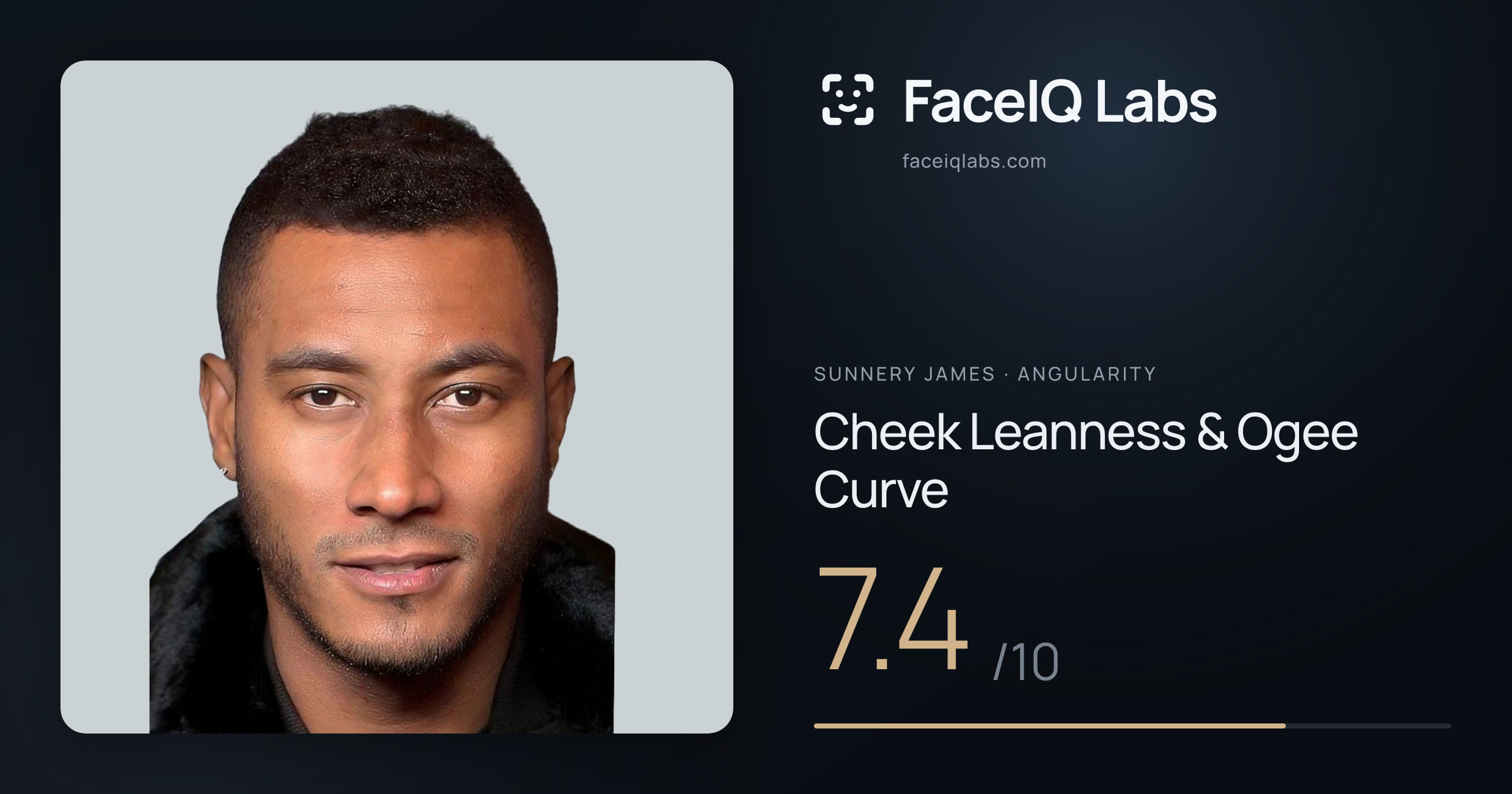 Sunnery James Cheek Leanness & Ogee Curve: 7.4/10, drawn on the photo