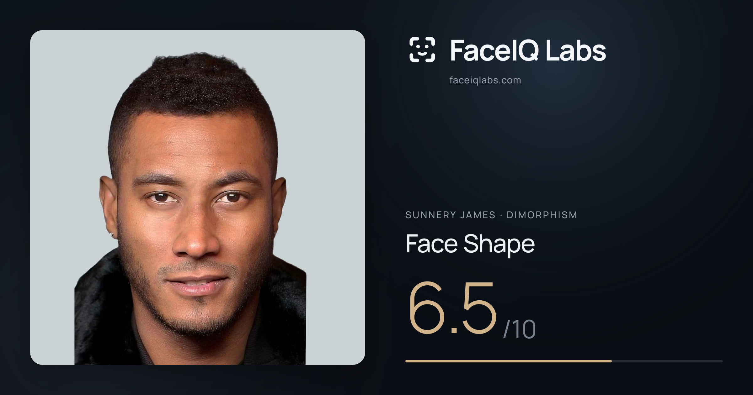 Sunnery James Face Shape: 6.5/10, drawn on the photo