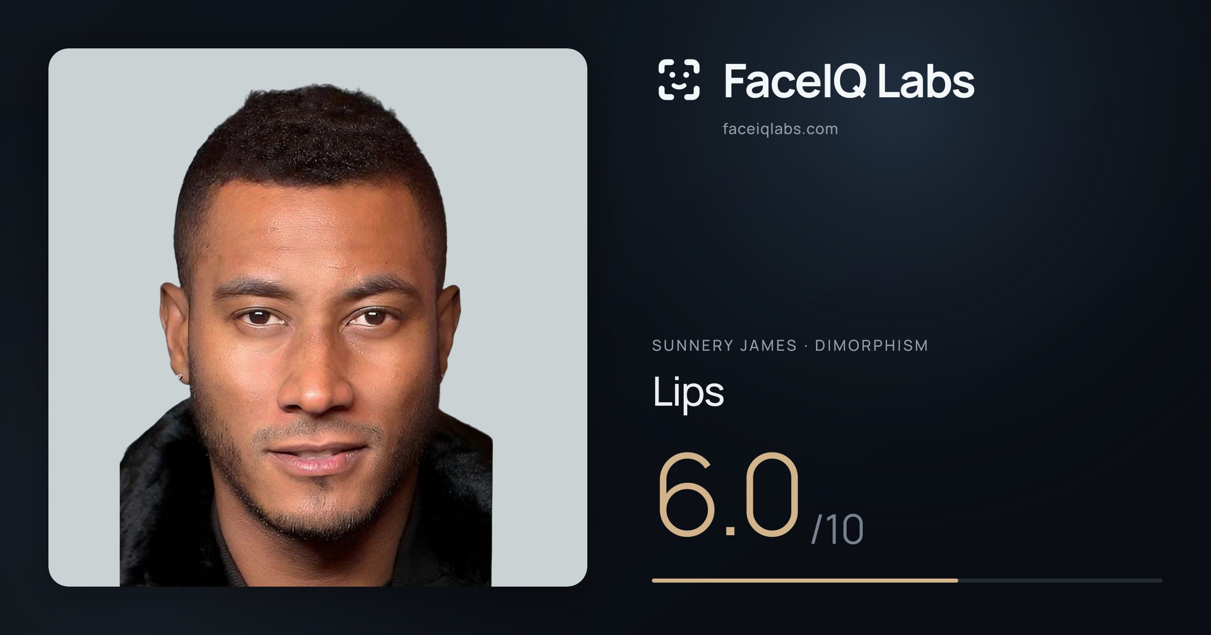 Sunnery James Lips: 6.0/10, drawn on the photo