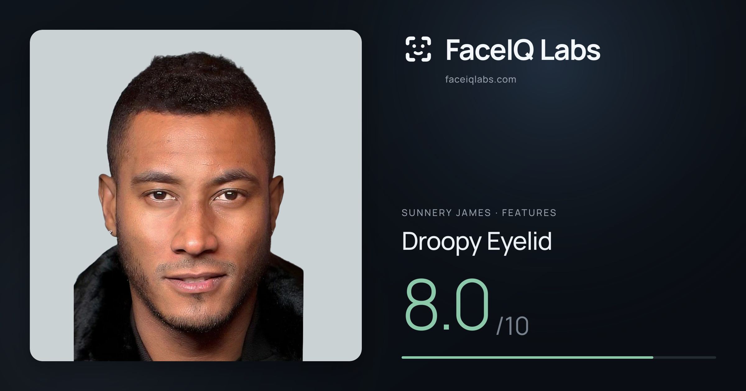 Sunnery James Droopy Eyelid: 8.0/10, drawn on the photo