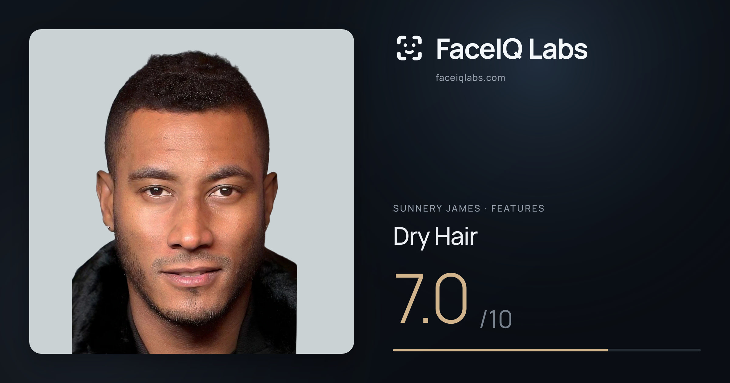 Sunnery James Dry Hair: 7.0/10, drawn on the photo