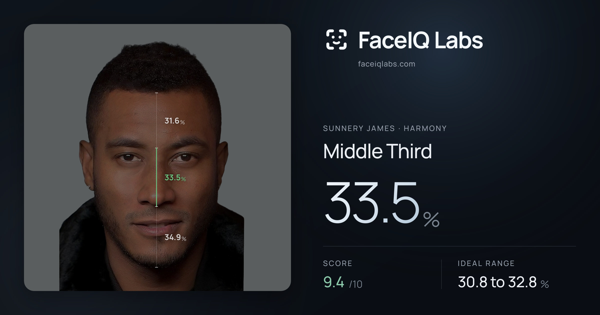Sunnery James Middle Third: 33.5%, drawn on the photo