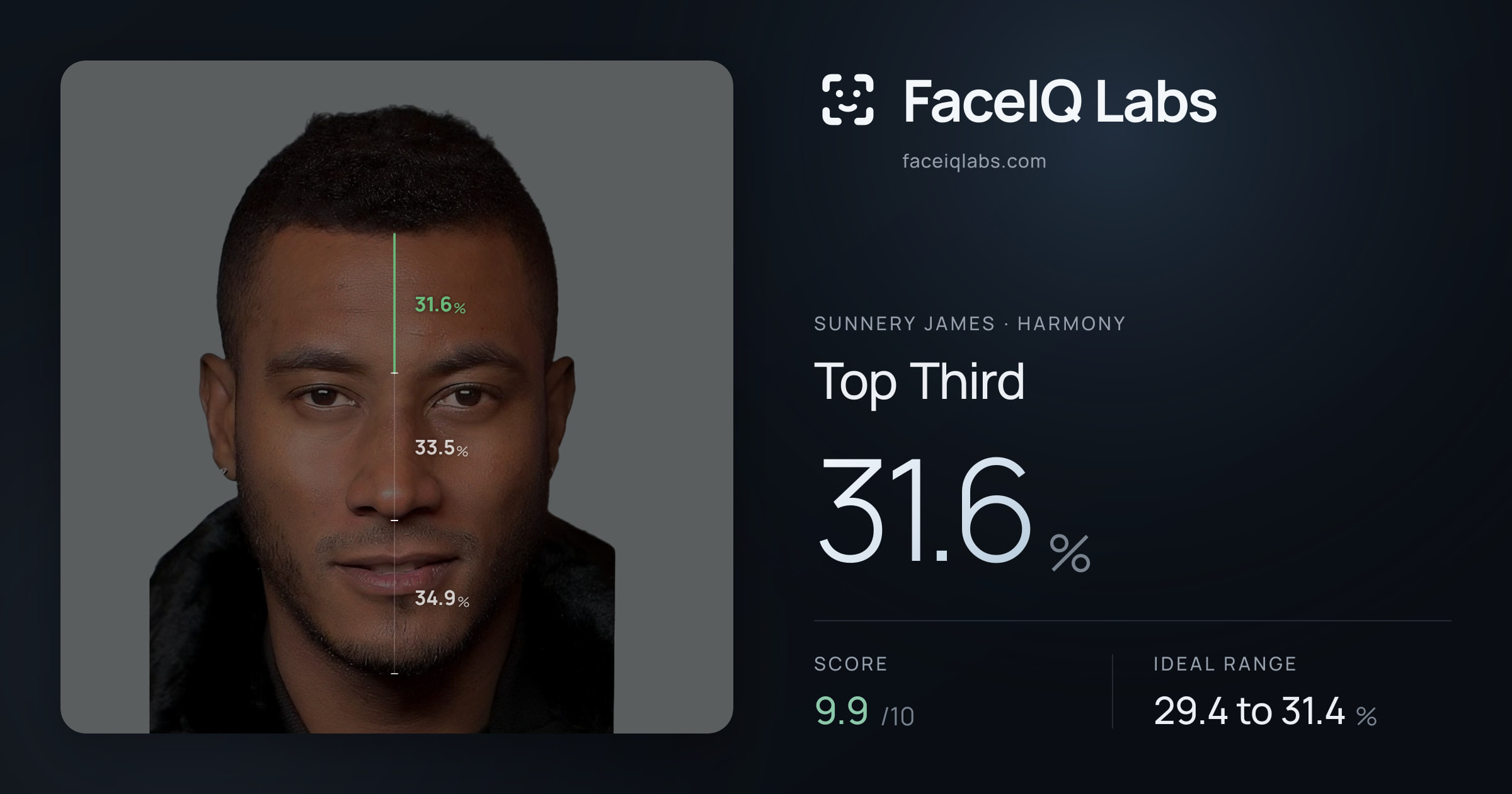 Sunnery James Top Third: 31.6%, drawn on the photo