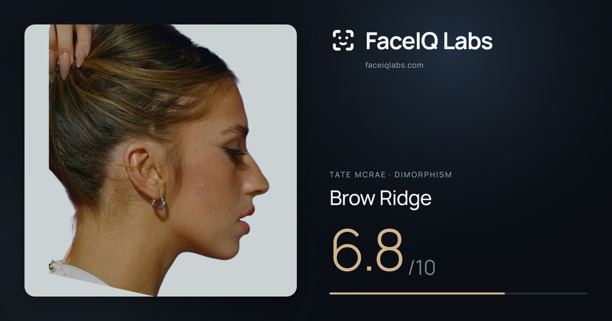 Tate Mcrae Brow Ridge: 6.8/10, drawn on the photo