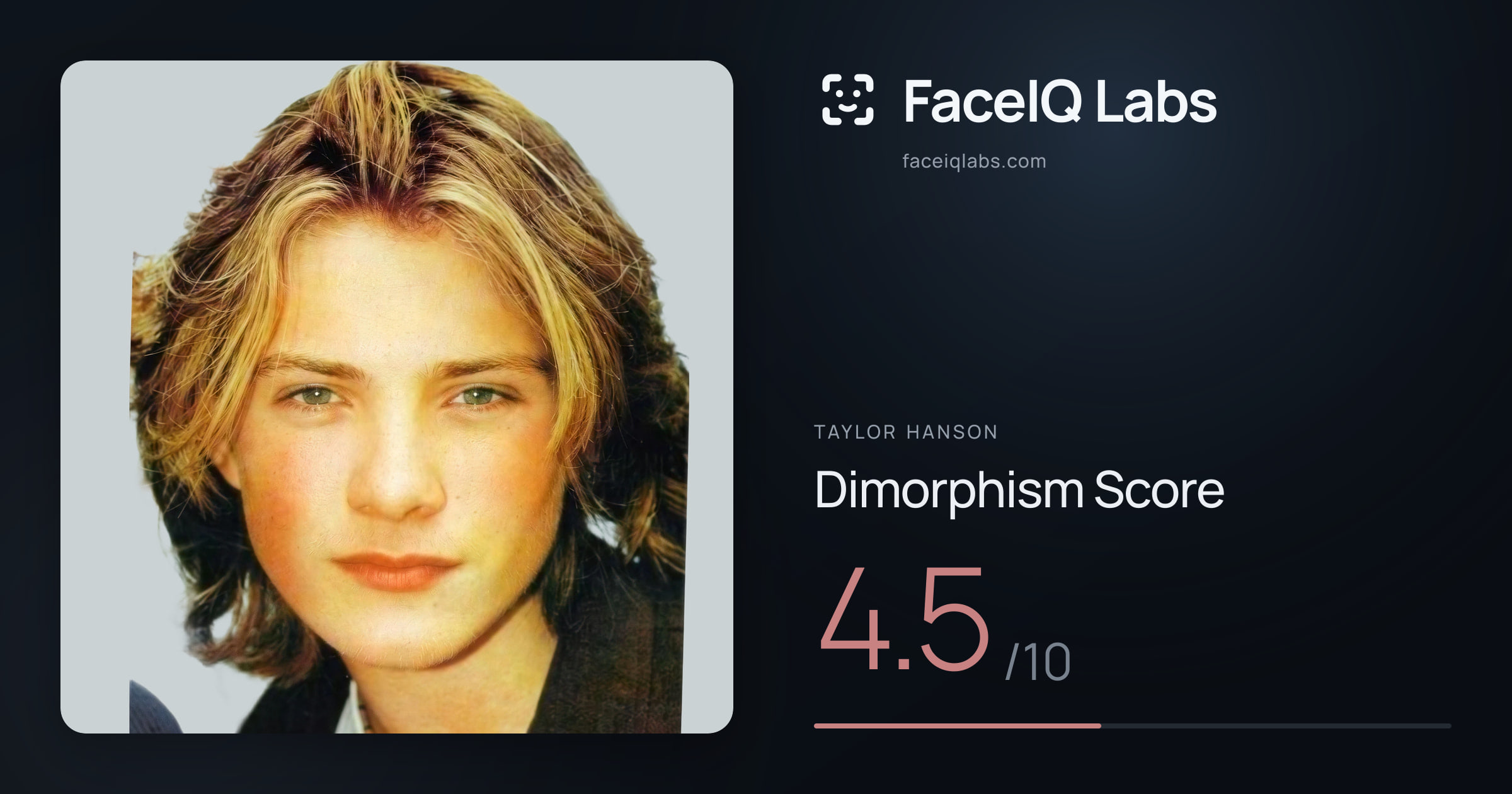 Taylor Hanson Dimorphism: 4.5/10, with each assessment drawn on the photo