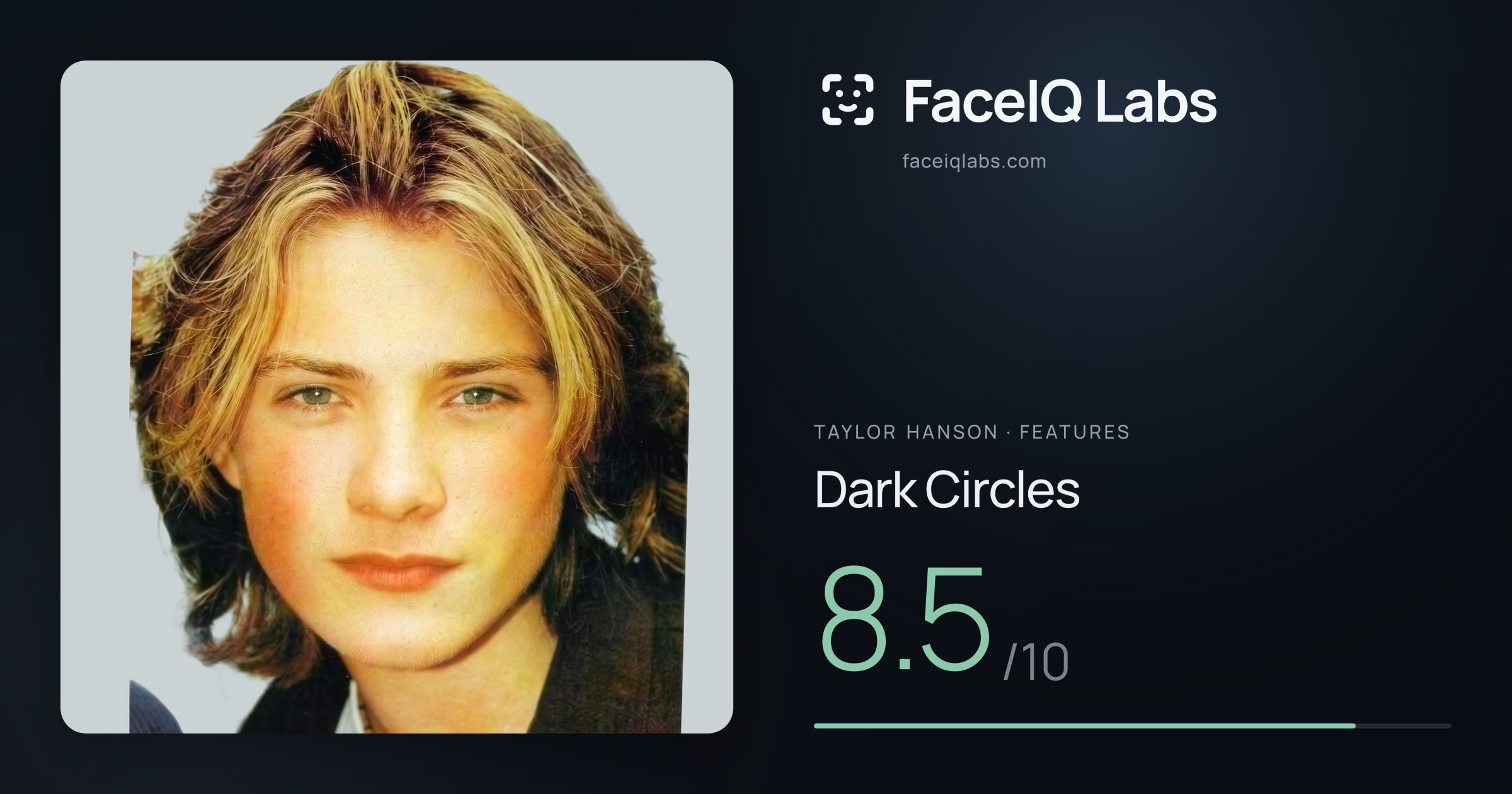 Taylor Hanson Dark Circles: 8.5/10, drawn on the photo