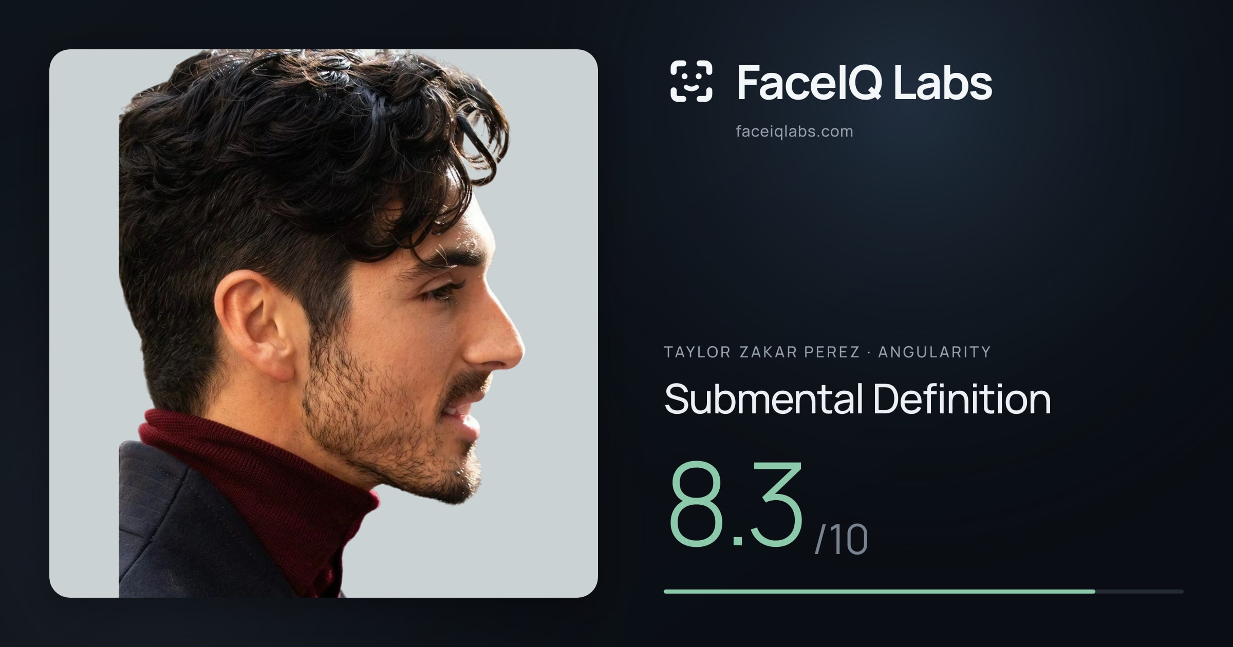 Taylor Zakar Perez Submental Definition: 8.3/10, drawn on the photo