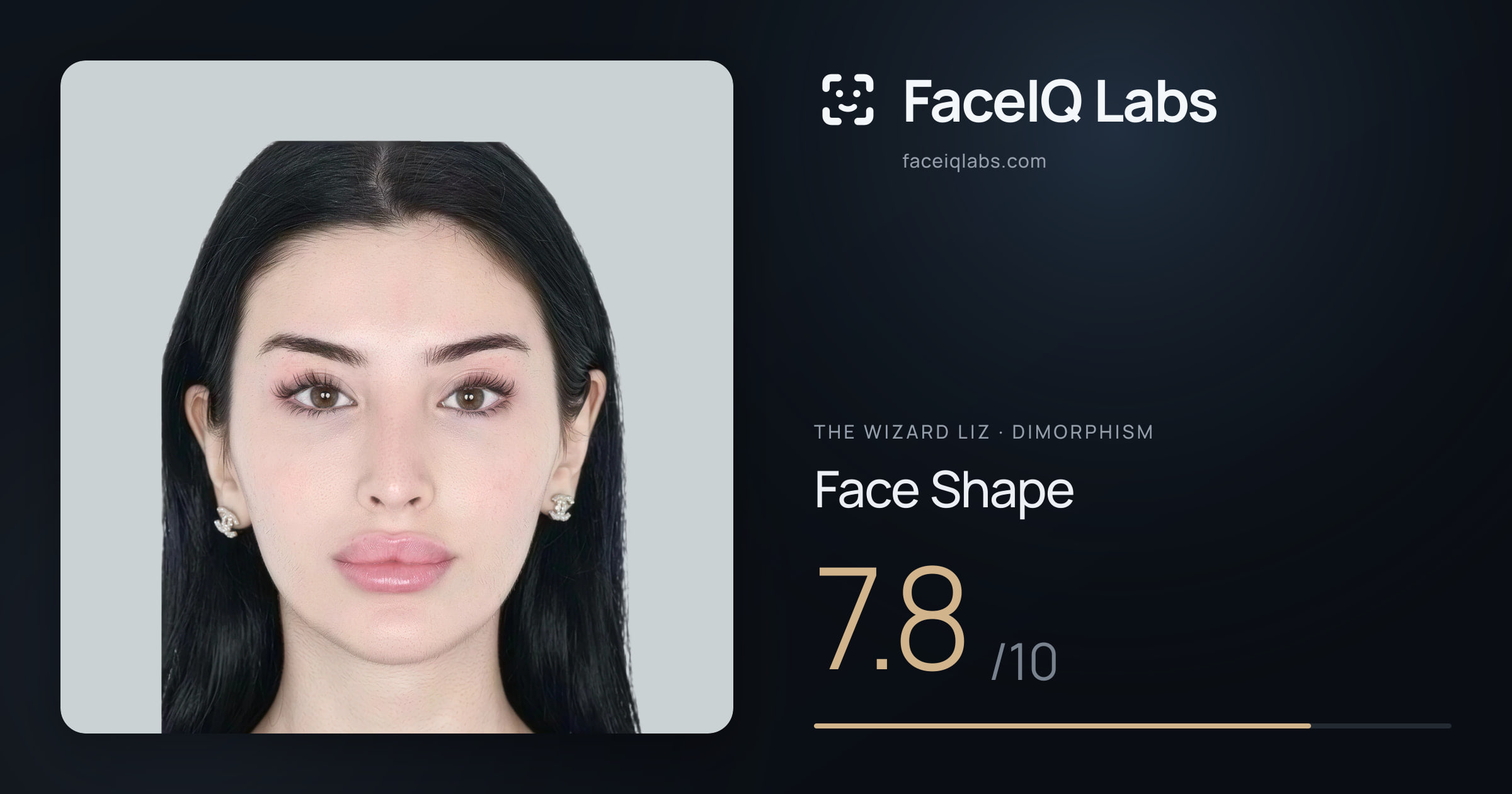 The Wizard Liz Face Shape: 7.8/10, drawn on the photo