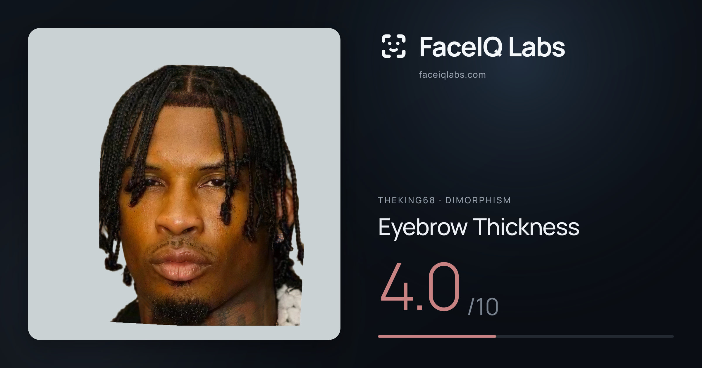 Theking68 Eyebrow Thickness: 4.0/10, drawn on the photo