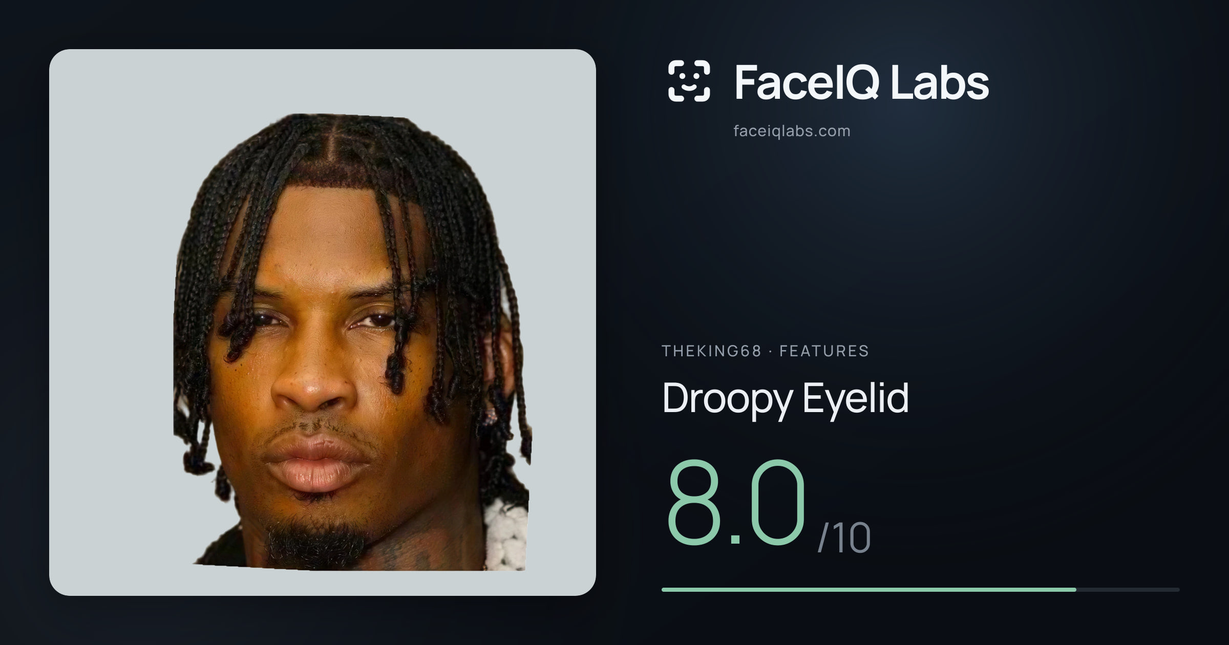 Theking68 Droopy Eyelid: 8.0/10, drawn on the photo