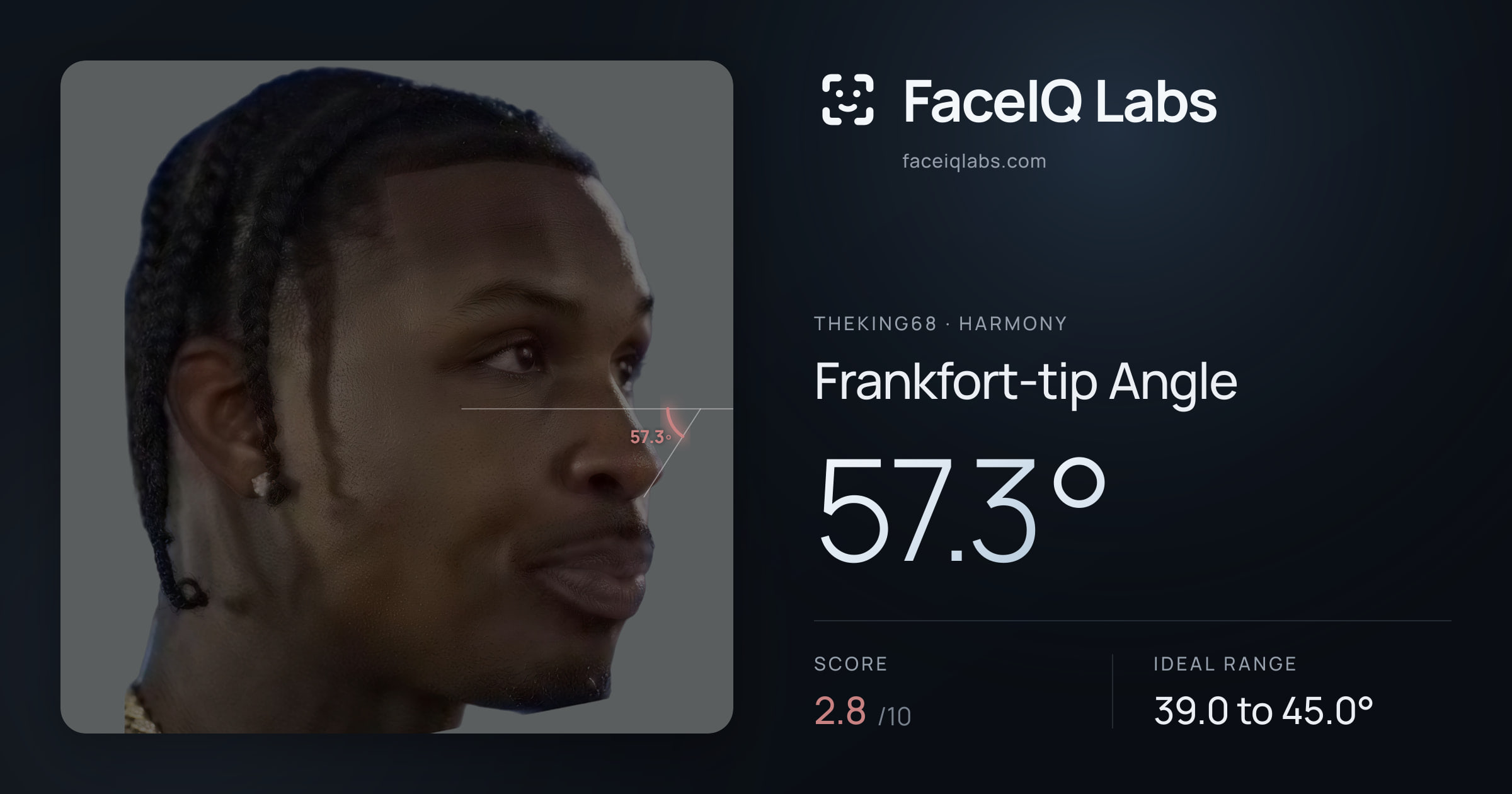 Theking68 Frankfort-tip Angle: 57.3°, drawn on the photo