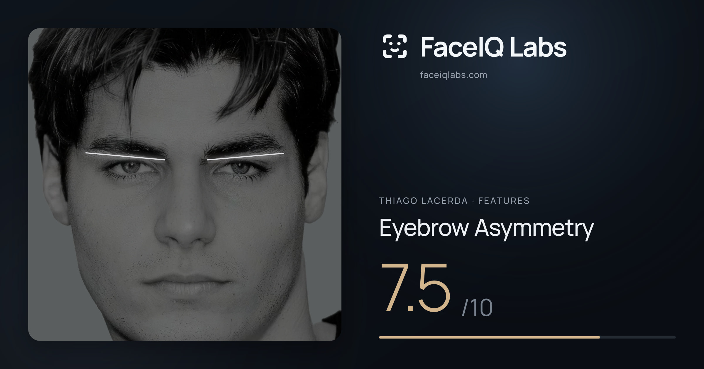 Thiago Lacerda Eyebrow Asymmetry: 7.5/10, drawn on the photo