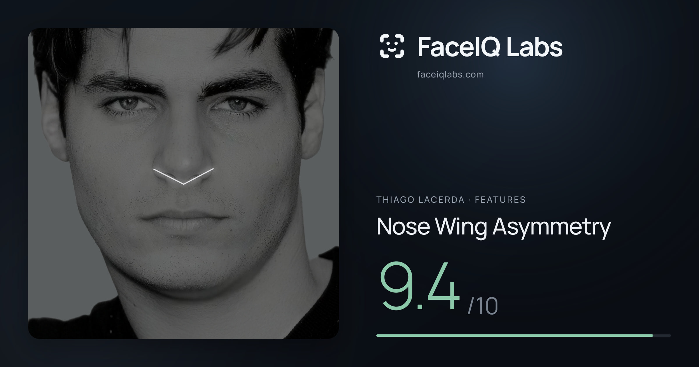 Thiago Lacerda Nose Wing Asymmetry: 9.4/10, drawn on the photo