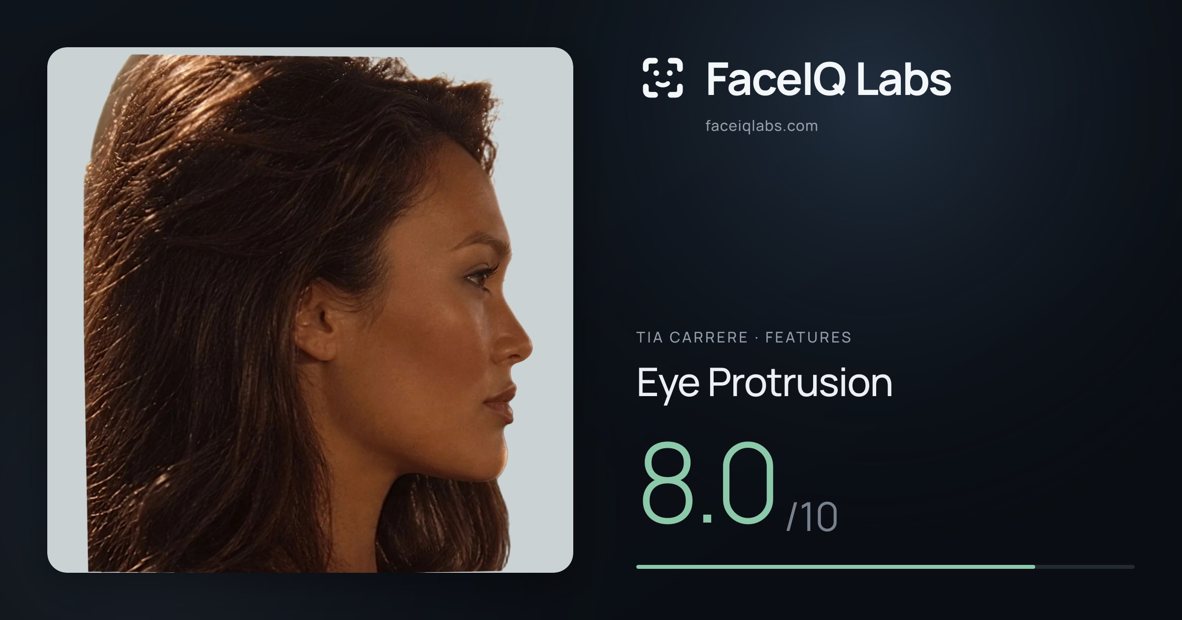 Tia Carrere Eye Protrusion: 8.0/10, drawn on the photo