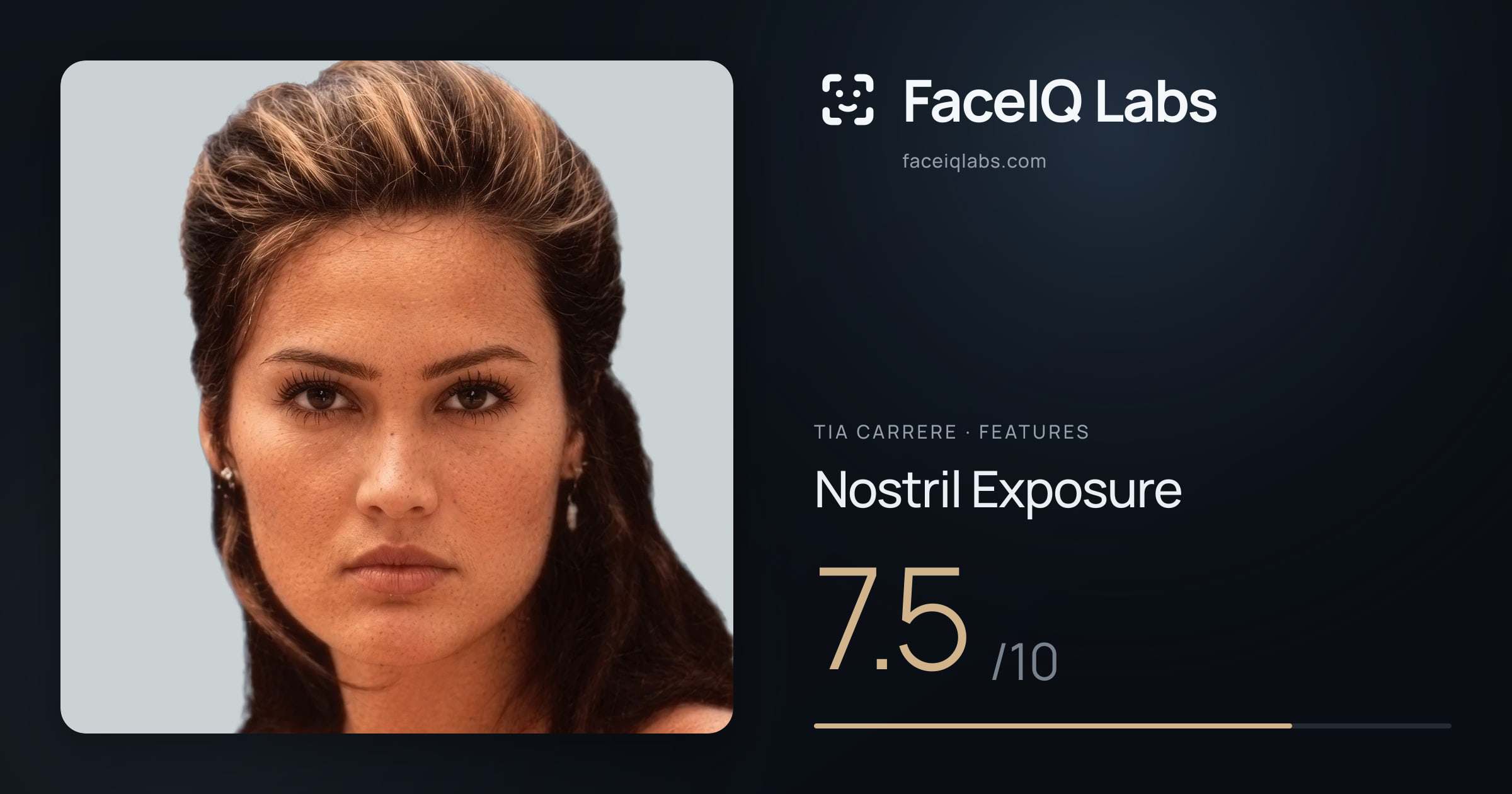Tia Carrere Nostril Exposure: 7.5/10, drawn on the photo