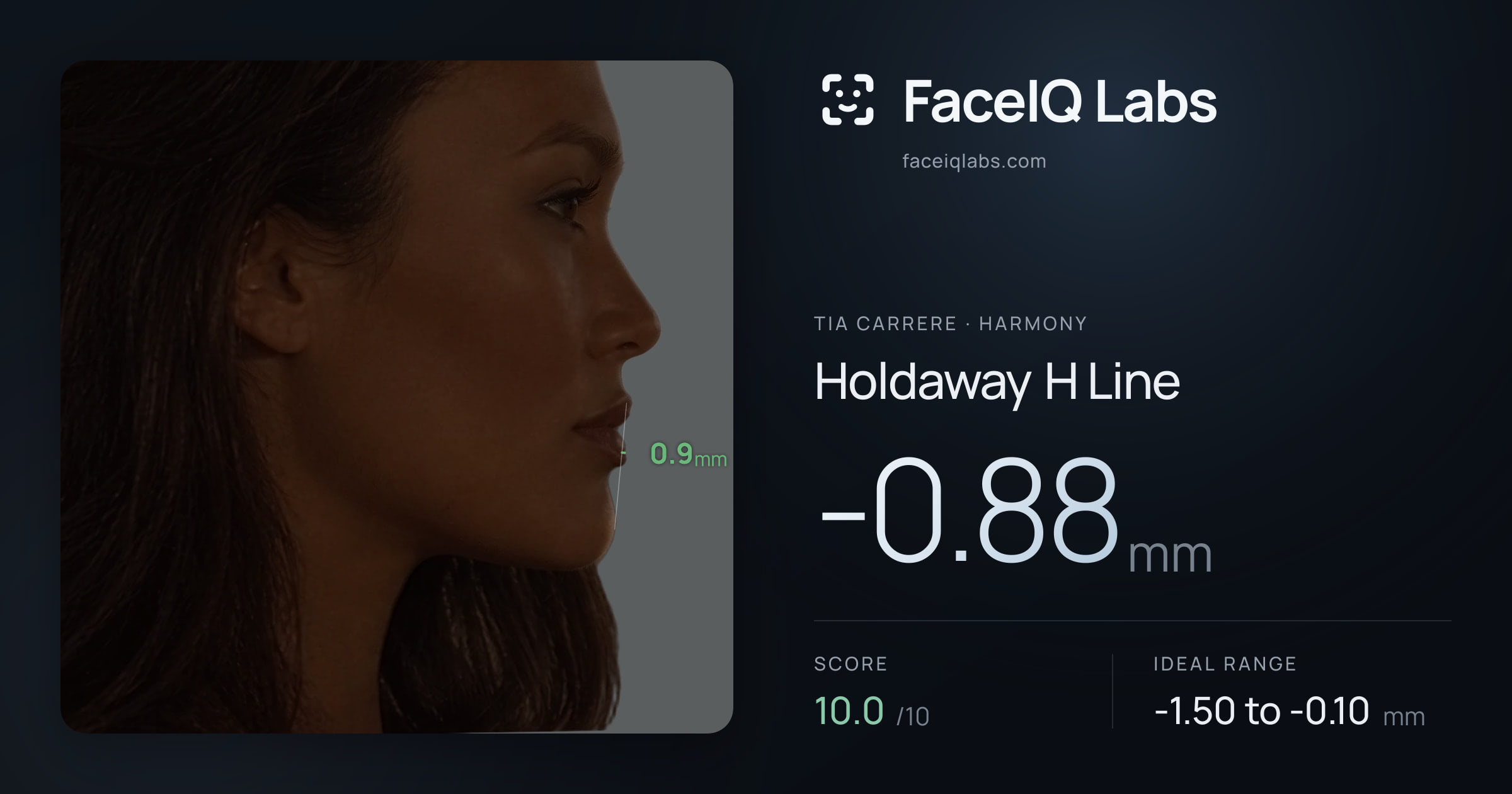 Tia Carrere Holdaway H Line: -0.88mm, drawn on the photo
