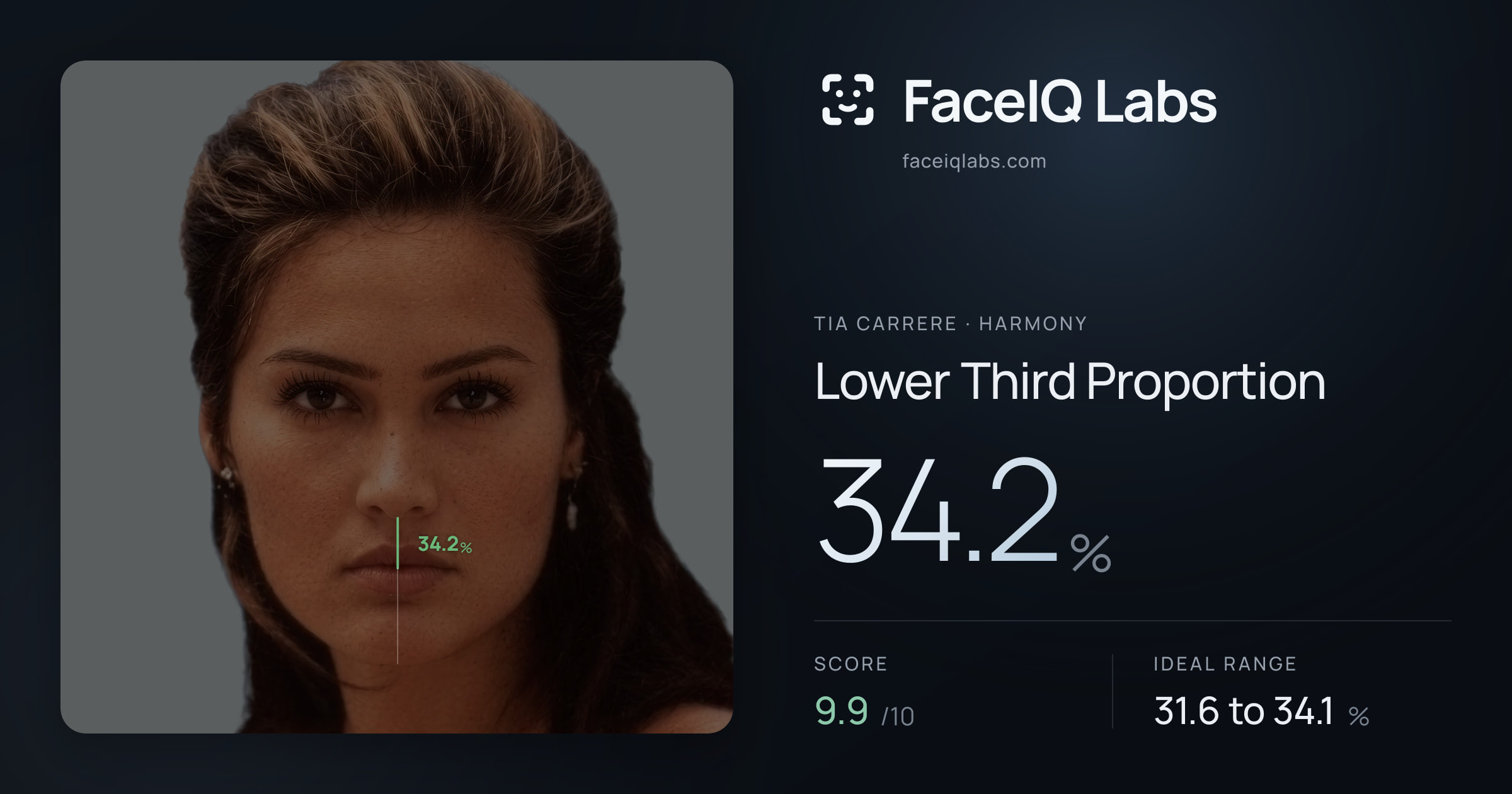 Tia Carrere Lower Third Proportion: 34.2%, drawn on the photo