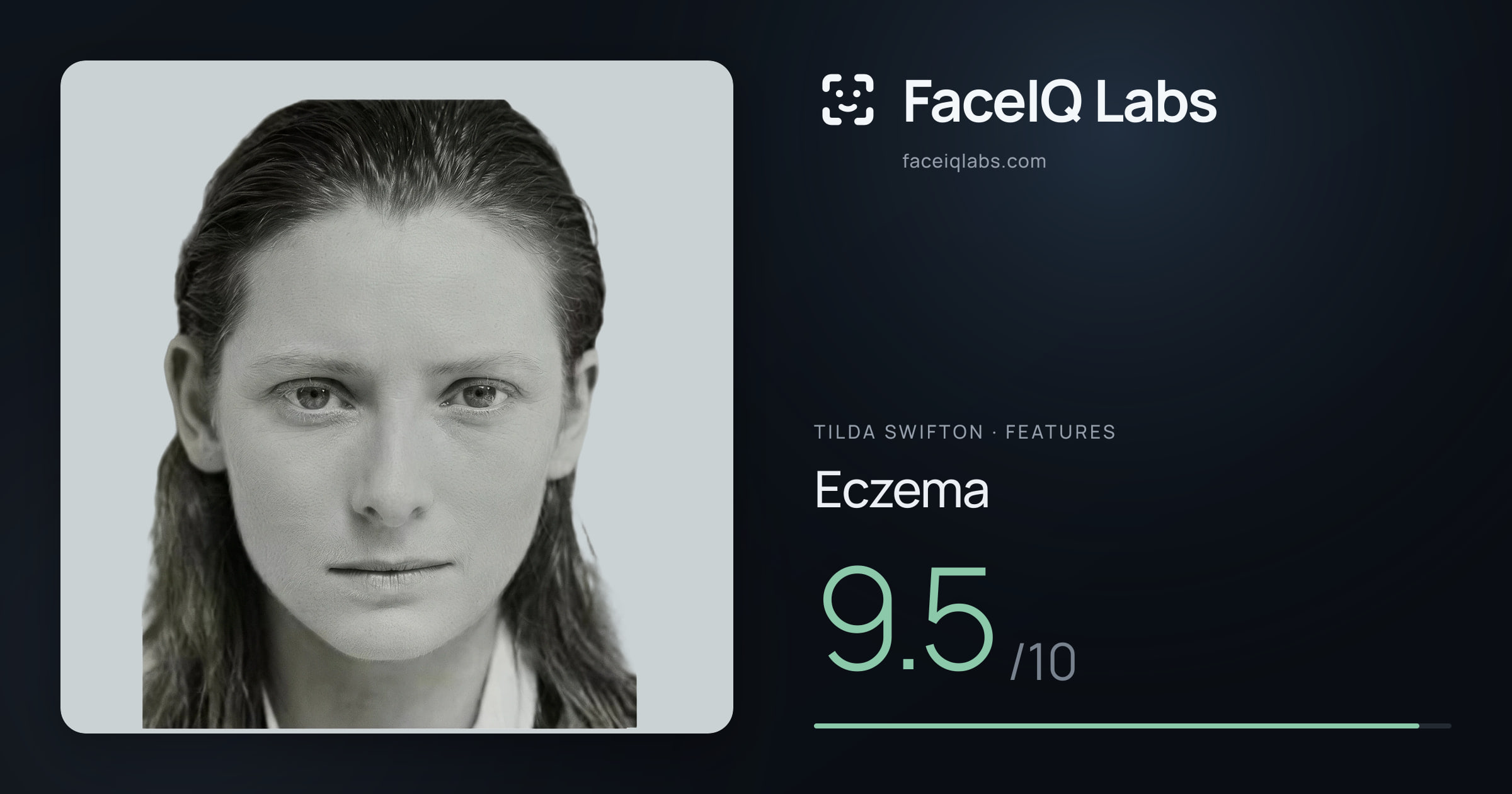 Tilda Swifton Eczema: 9.5/10, drawn on the photo
