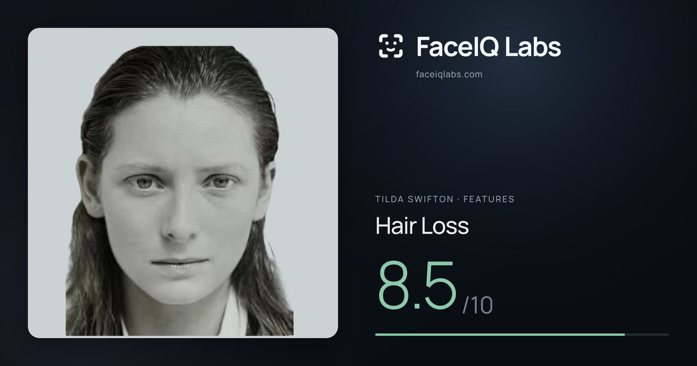 Tilda Swifton Hair Loss: 8.5/10, drawn on the photo