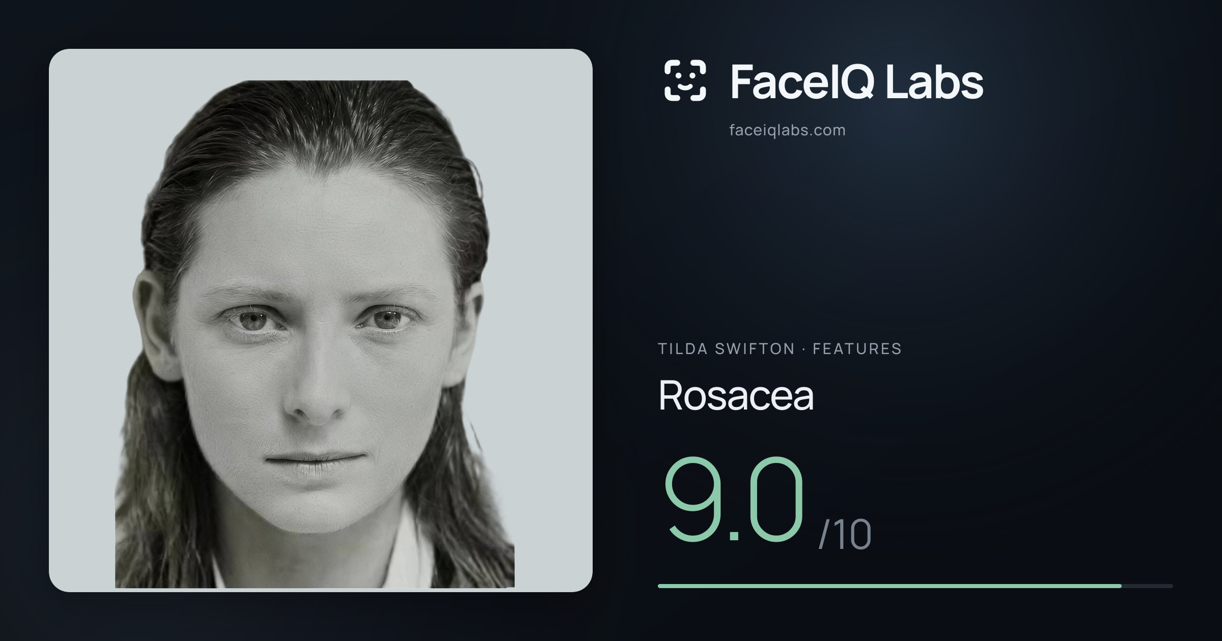 Tilda Swifton Rosacea: 9.0/10, drawn on the photo