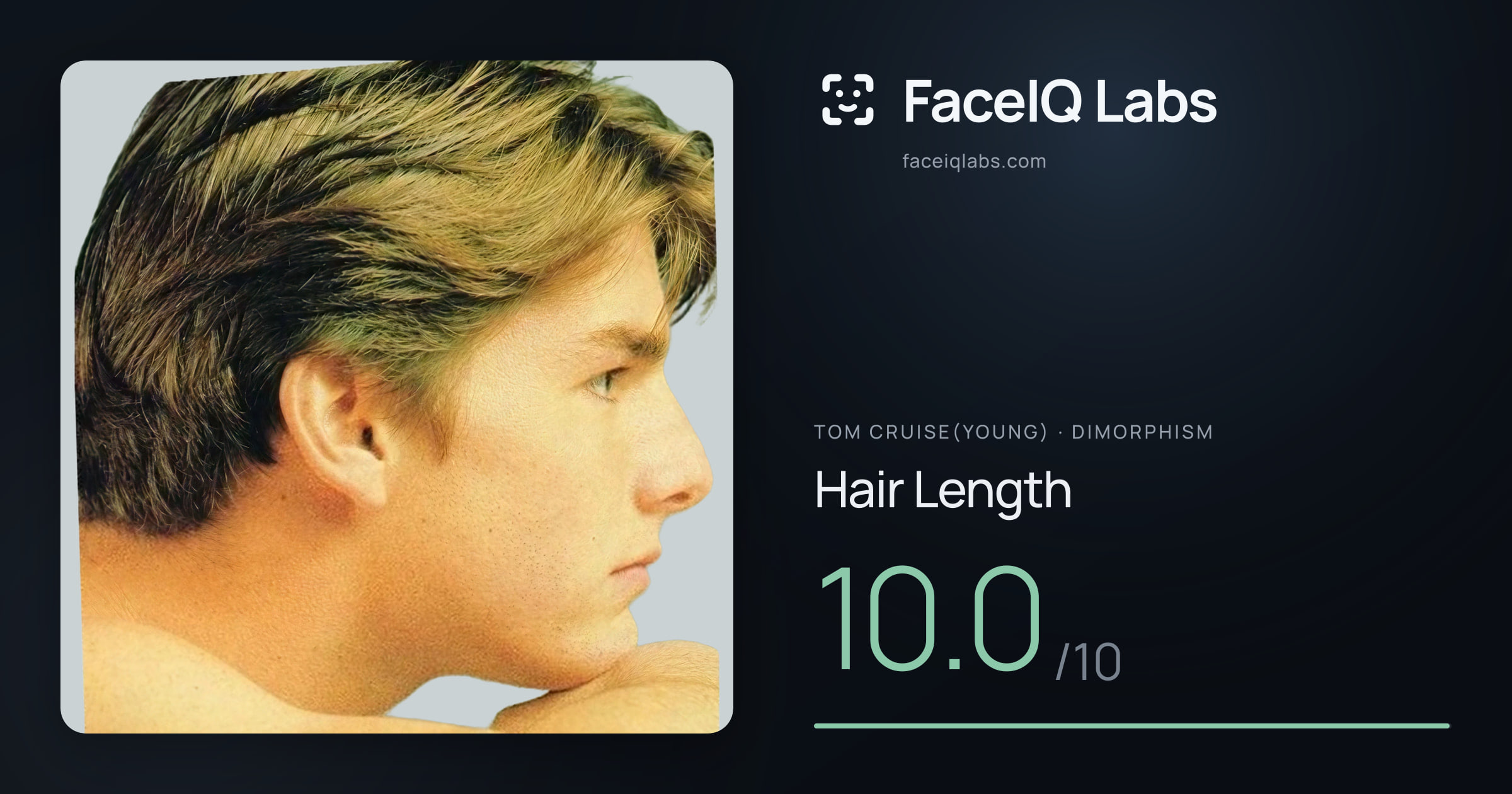 Tom Cruise(Young) Hair Length: 10.0/10, drawn on the photo