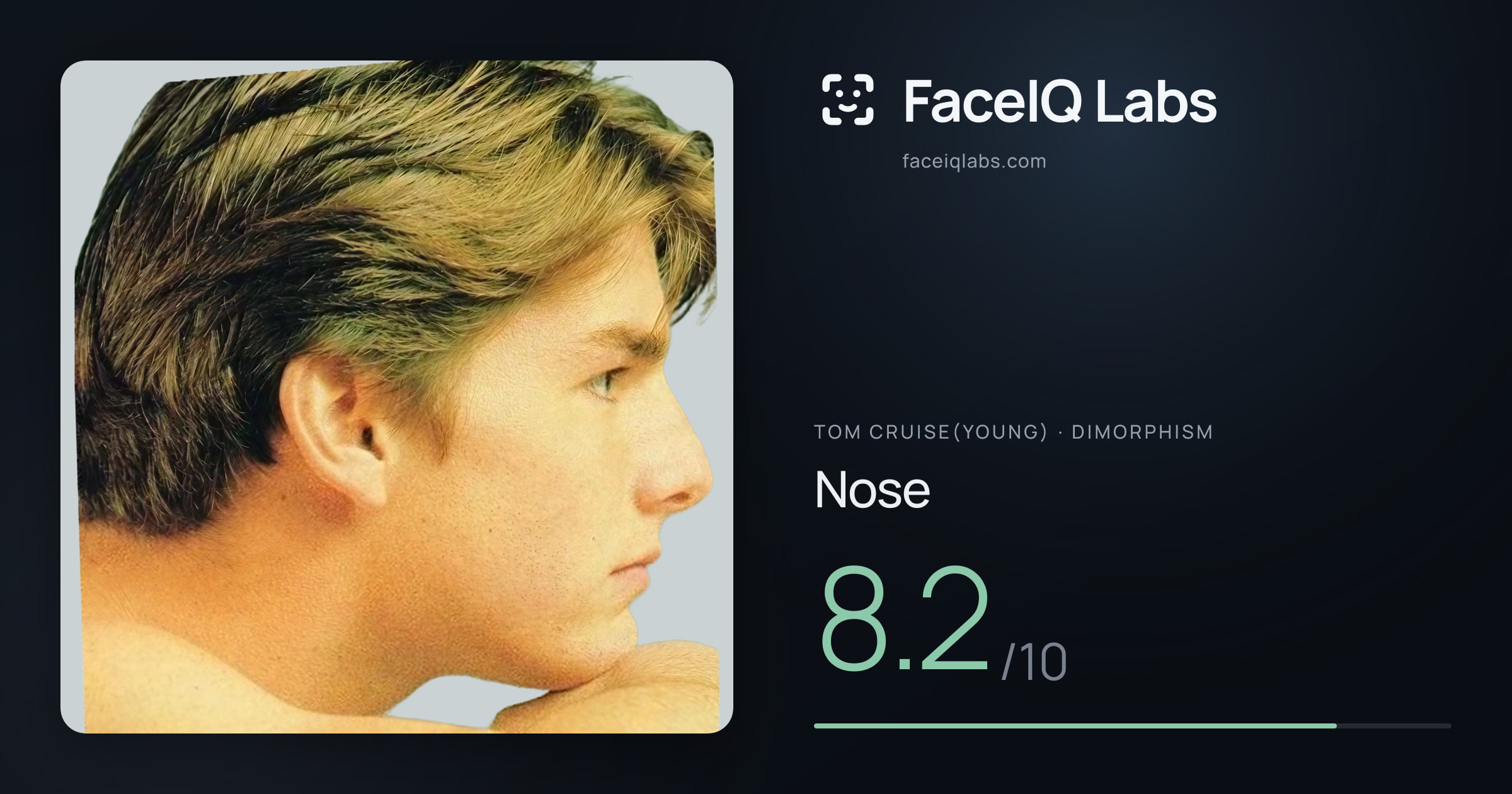 Tom Cruise(Young) Nose: 8.2/10, drawn on the photo