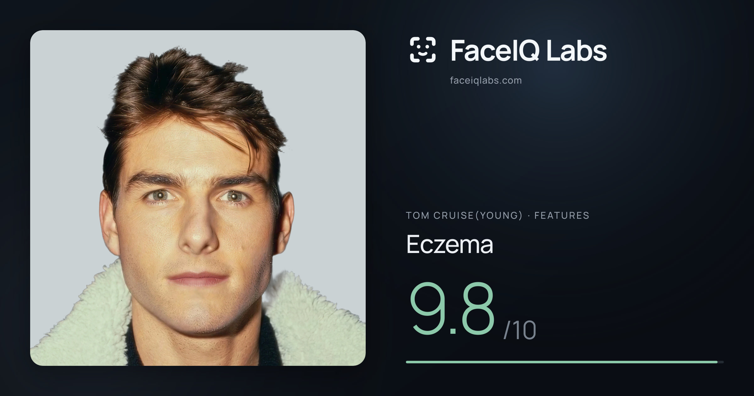 Tom Cruise(Young) Eczema: 9.8/10, drawn on the photo