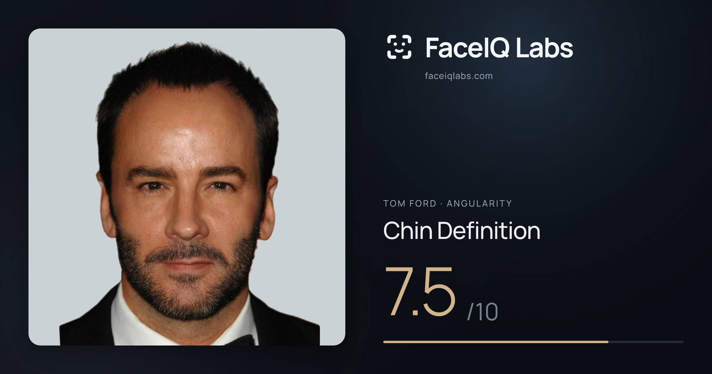 Tom Ford Chin Definition: 7.5/10, drawn on the photo