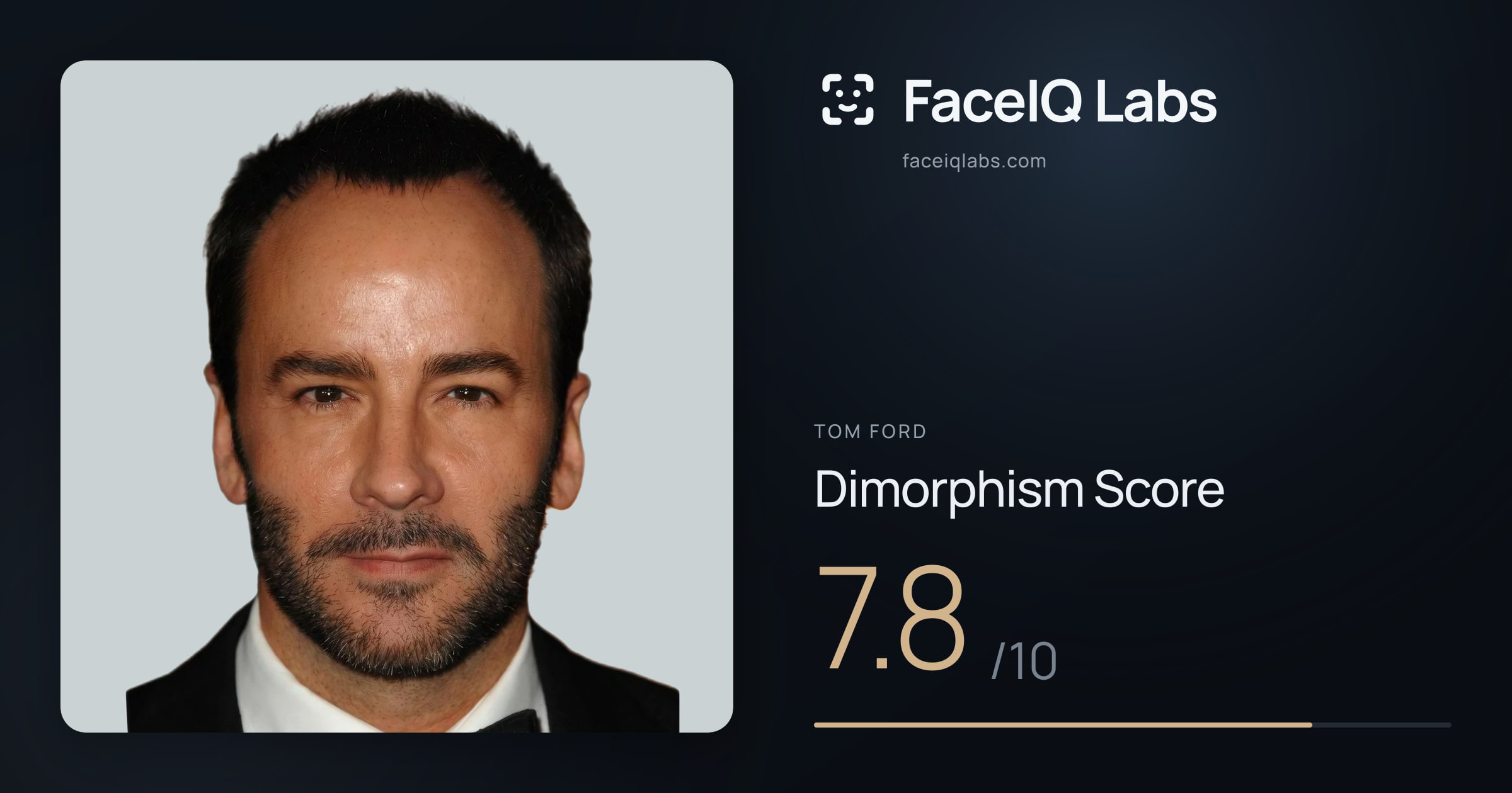 Tom Ford Dimorphism: 7.8/10, with each assessment drawn on the photo