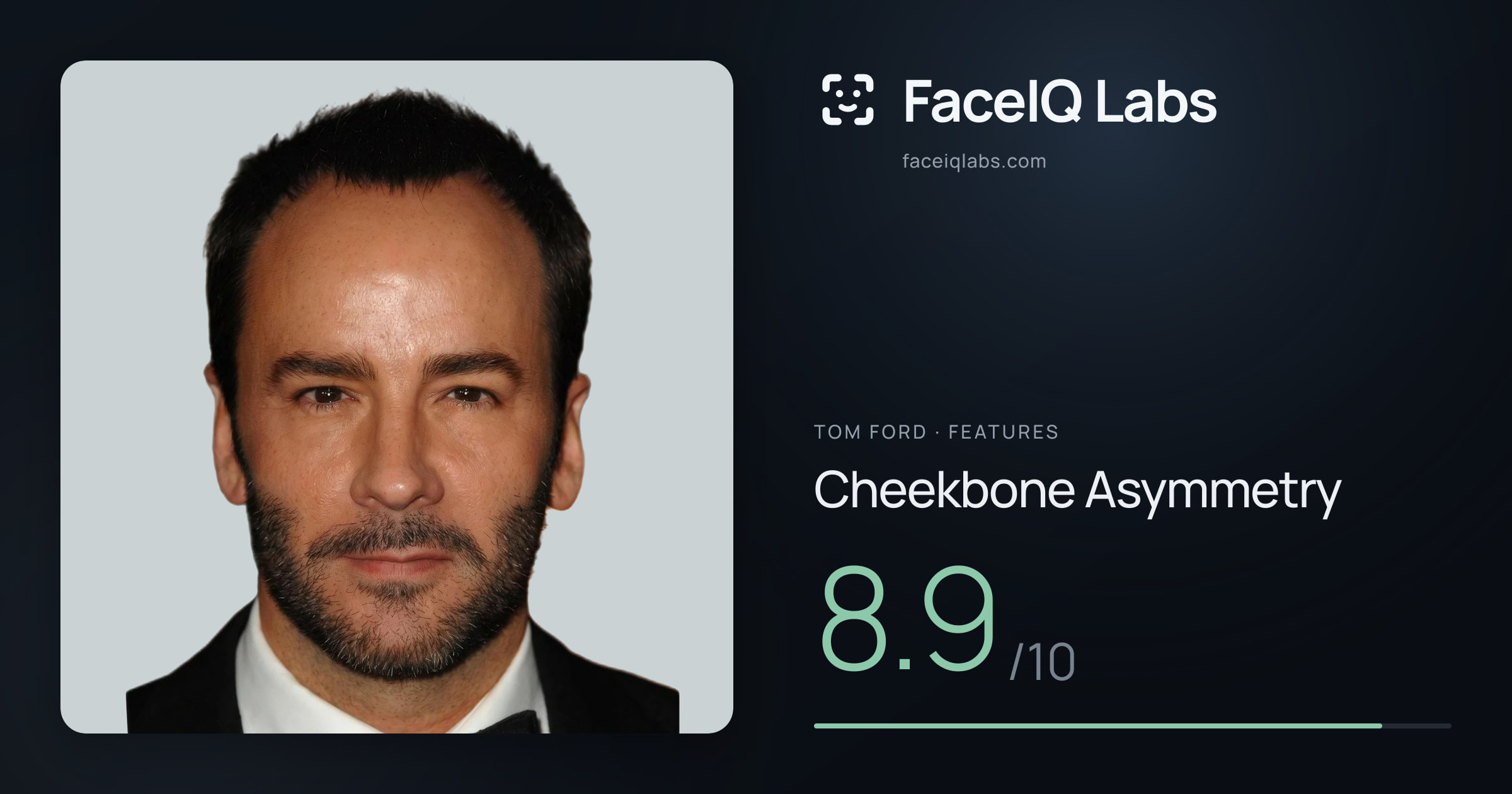 Tom Ford Cheekbone Asymmetry: 8.9/10, drawn on the photo