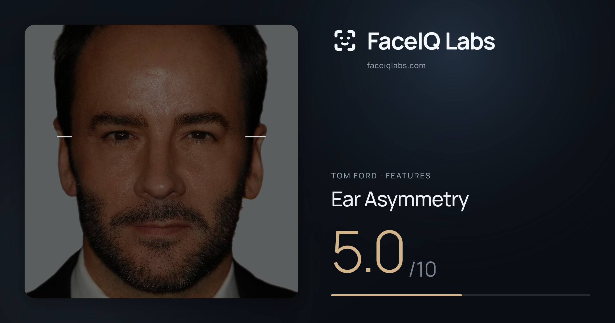 Tom Ford Ear Asymmetry: 5.0/10, drawn on the photo