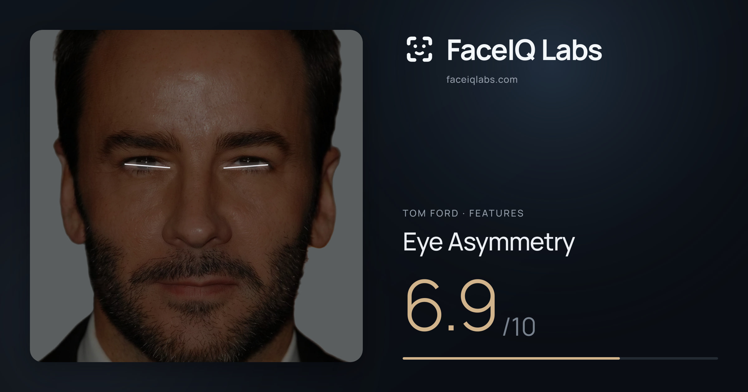 Tom Ford Eye Asymmetry: 6.9/10, drawn on the photo