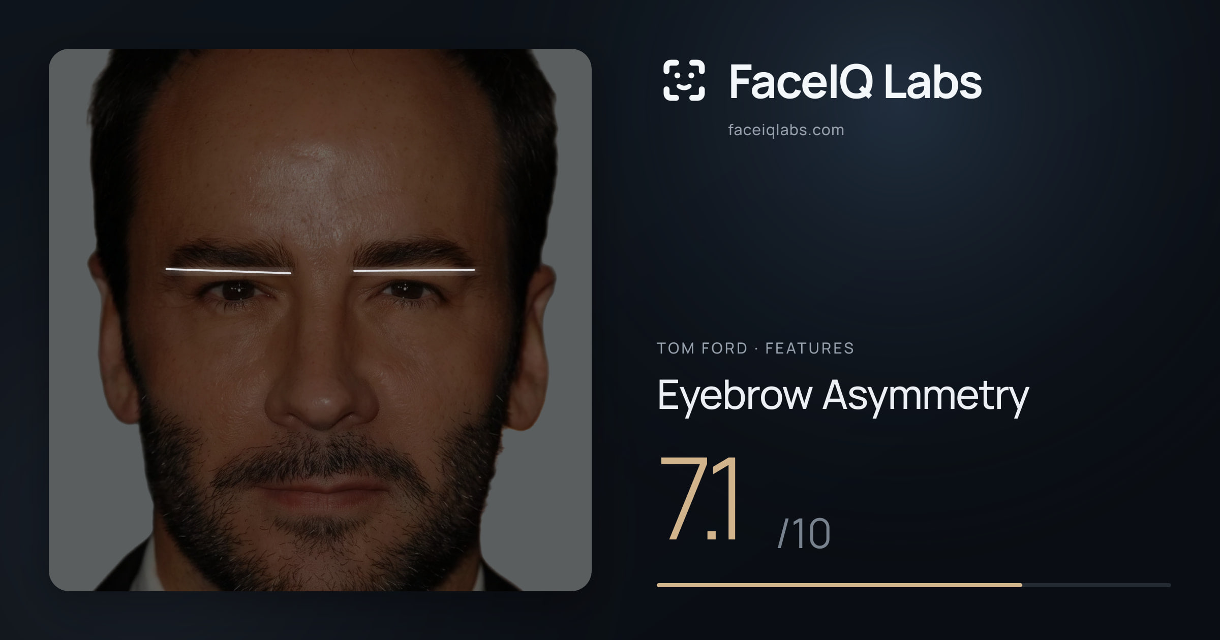 Tom Ford Eyebrow Asymmetry: 7.1/10, drawn on the photo