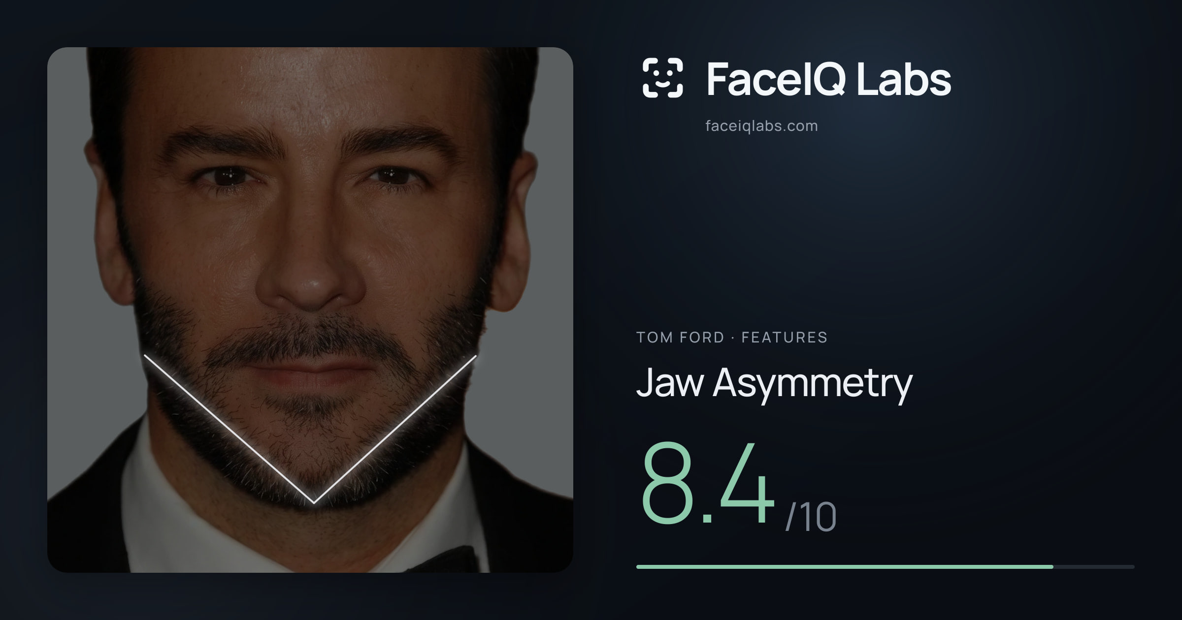 Tom Ford Jaw Asymmetry: 8.4/10, drawn on the photo