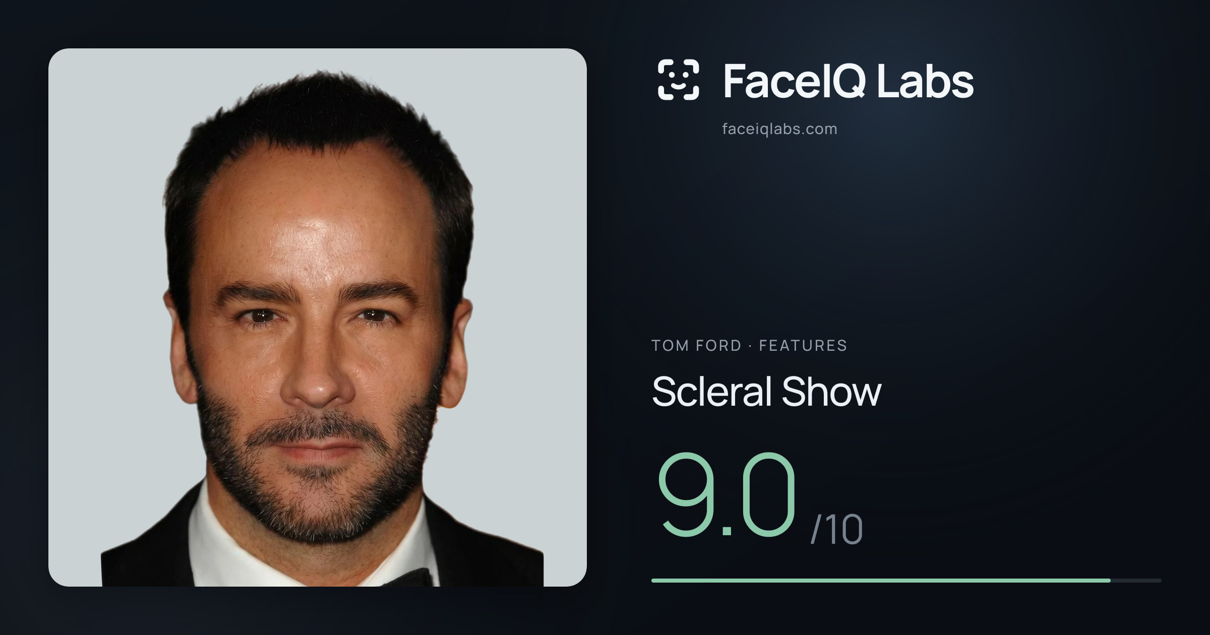 Tom Ford Scleral Show: 9.0/10, drawn on the photo