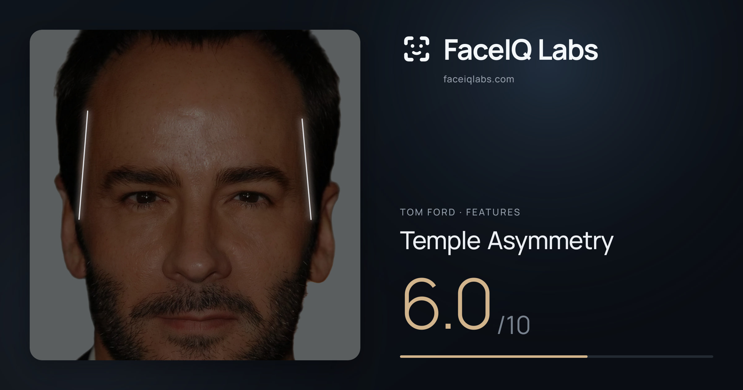 Tom Ford Temple Asymmetry: 6.0/10, drawn on the photo