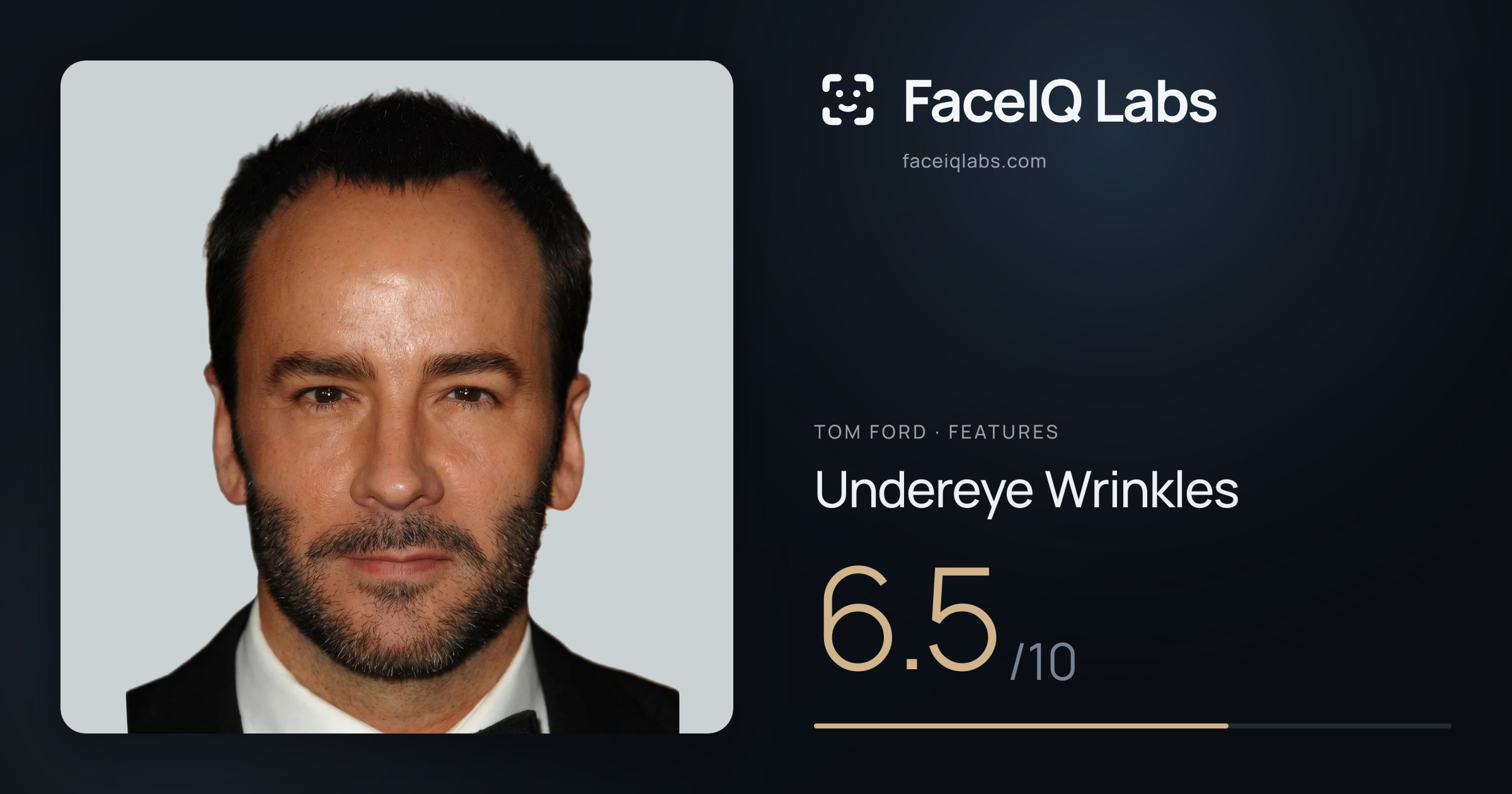 Tom Ford Undereye Wrinkles: 6.5/10, drawn on the photo