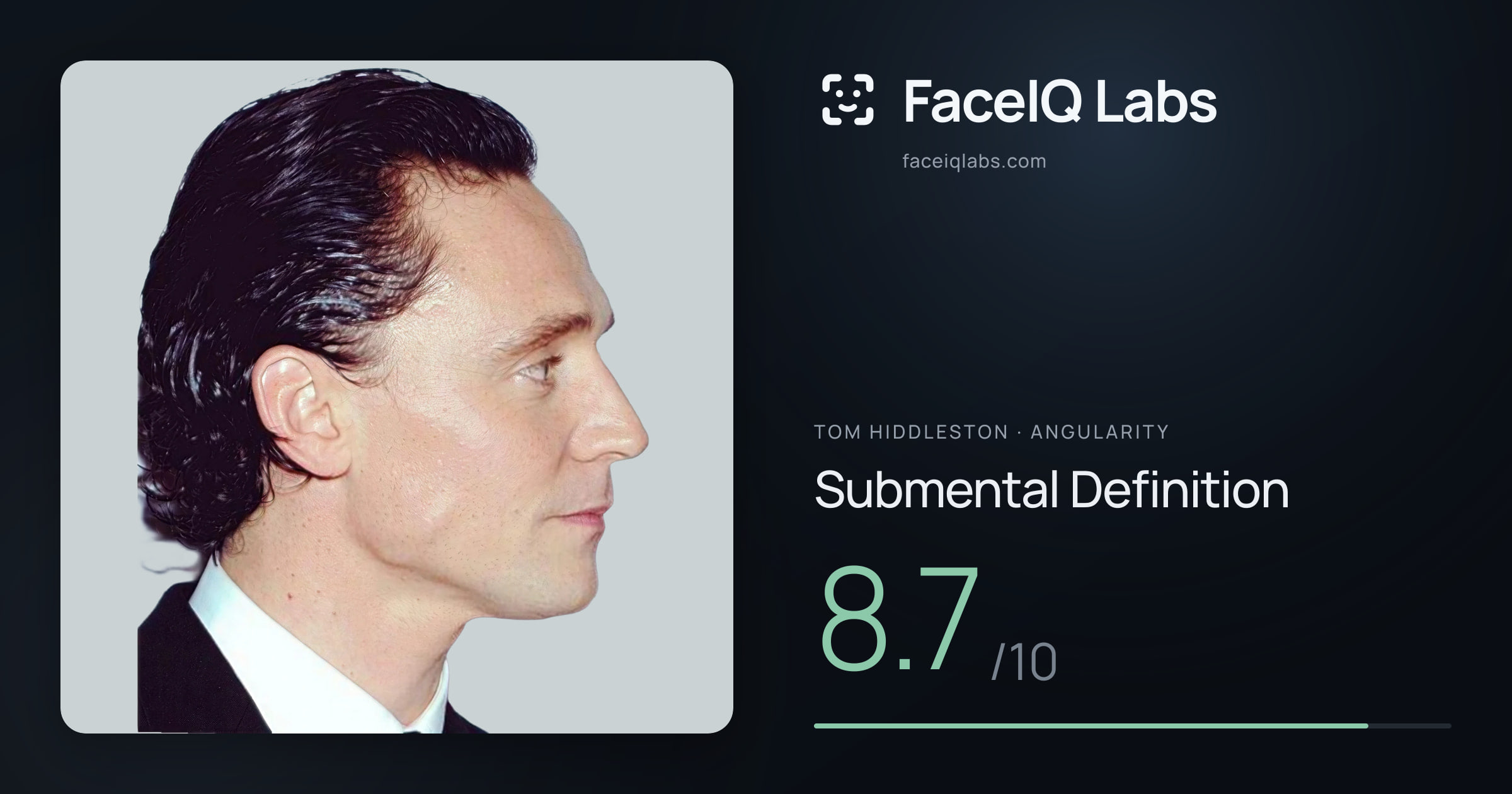 Tom Hiddleston Submental Definition: 8.7/10, drawn on the photo