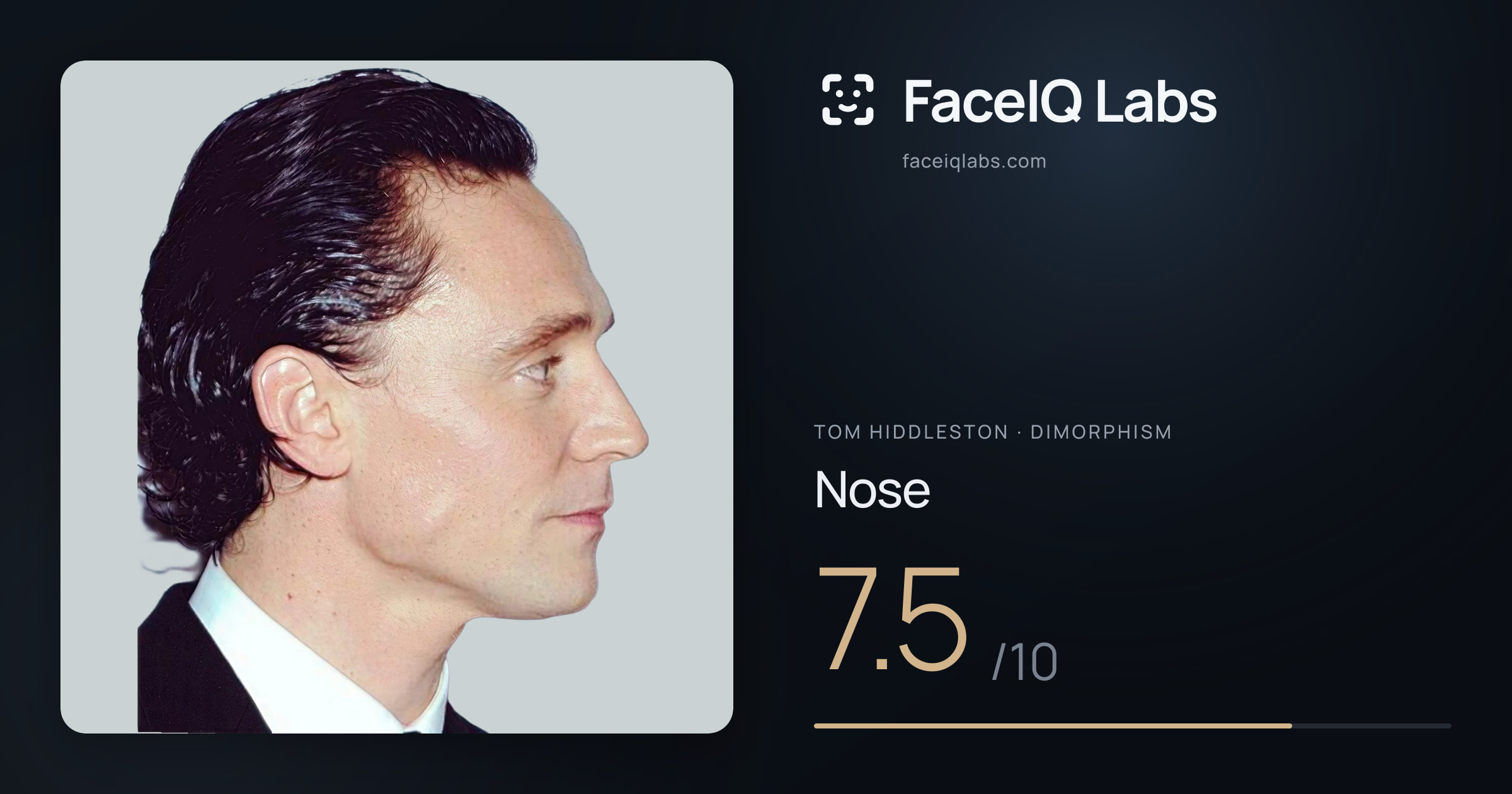 Tom Hiddleston Nose: 7.5/10, drawn on the photo