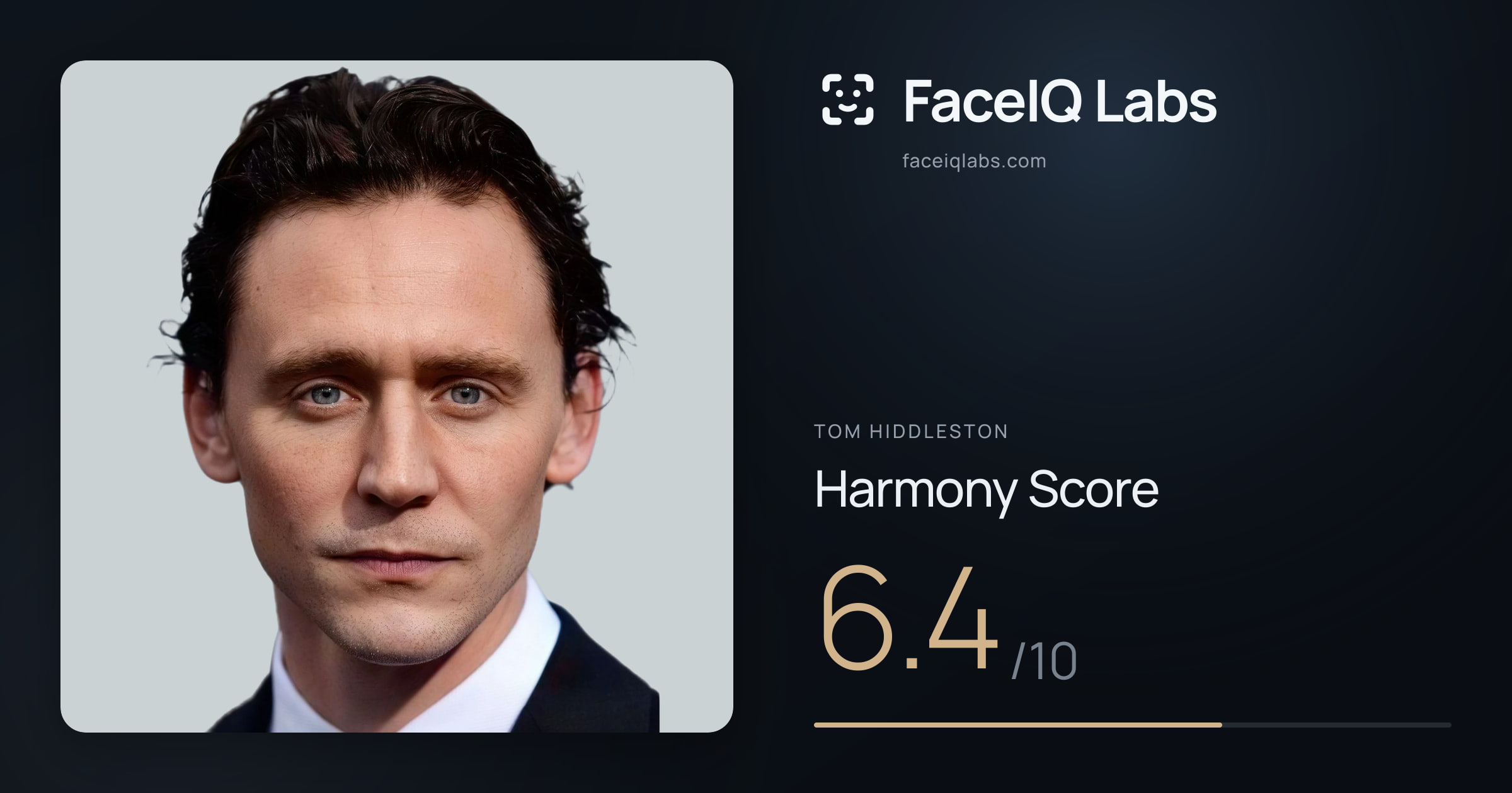 Tom Hiddleston Harmony: 6.4/10, with each ratio's score