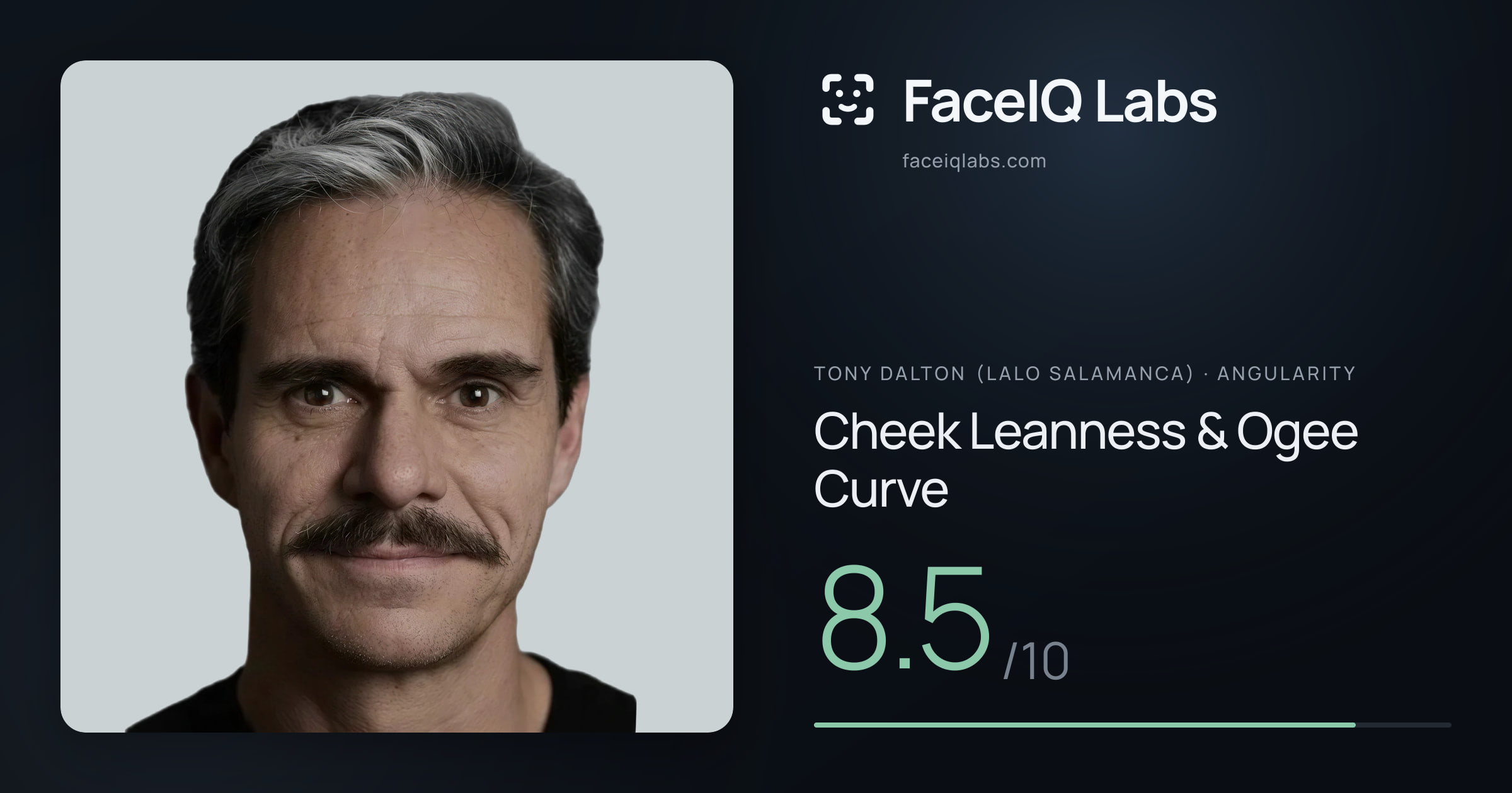 Tony Dalton (Lalo Salamanca) Cheek Leanness & Ogee Curve: 8.5/10, drawn on the photo