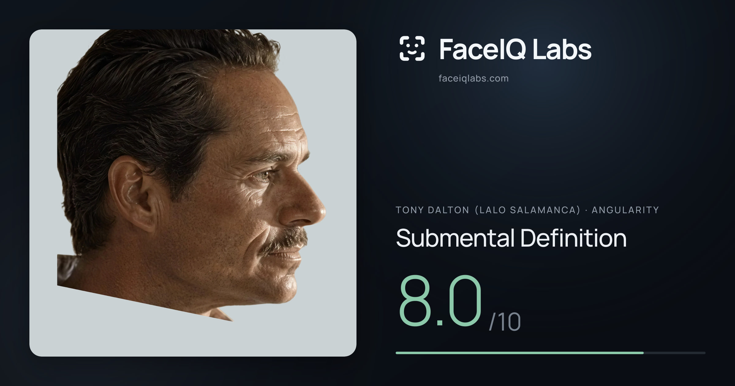 Tony Dalton (Lalo Salamanca) Submental Definition: 8.0/10, drawn on the photo