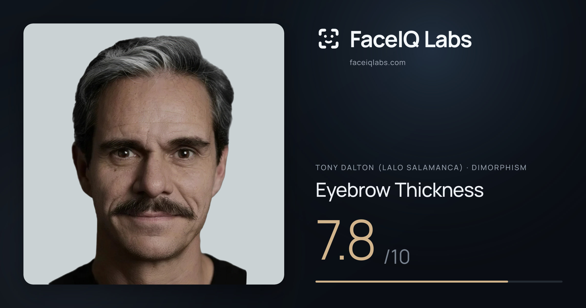 Tony Dalton (Lalo Salamanca) Eyebrow Thickness: 7.8/10, drawn on the photo